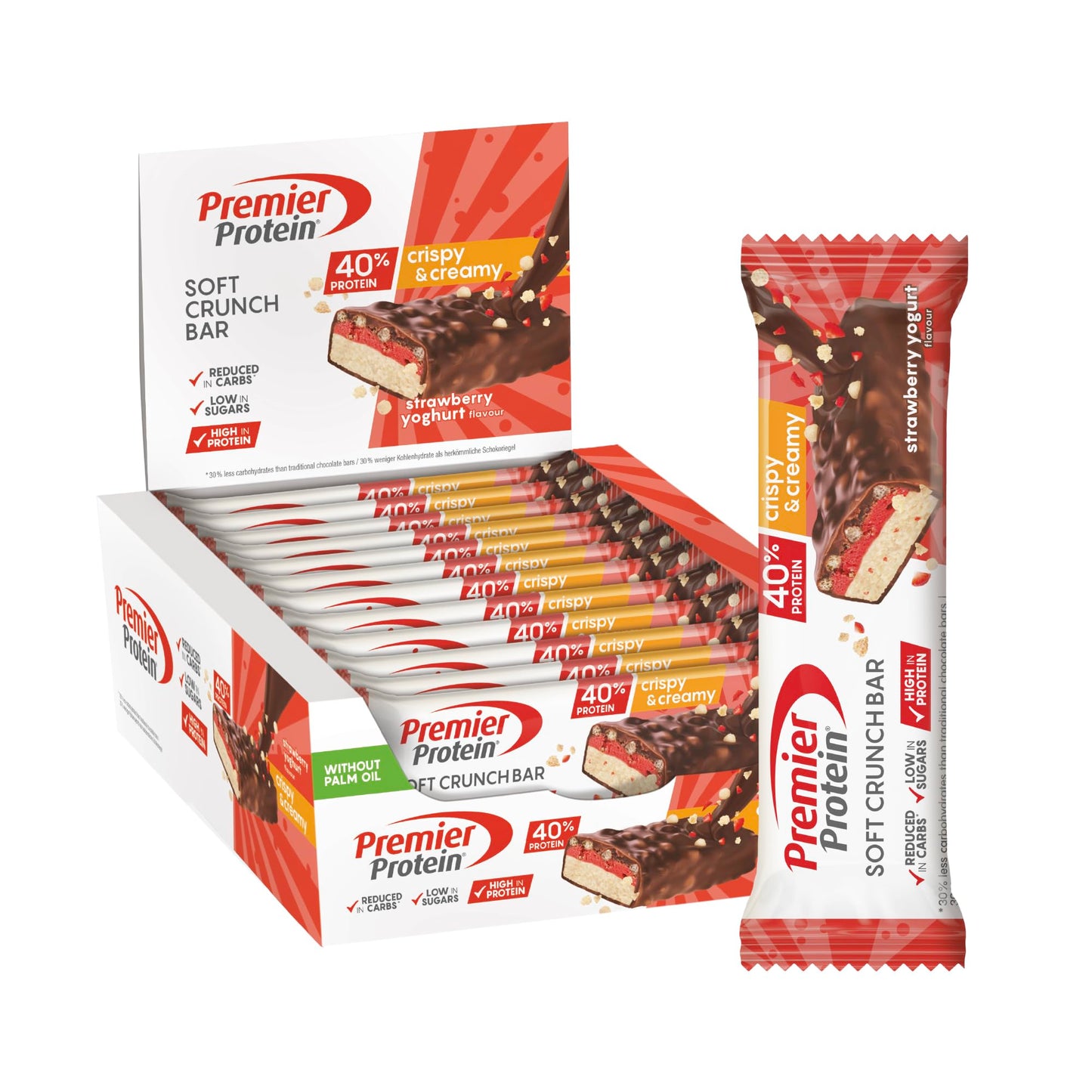 Premier Protein Soft Crunch Bar Strawberry Yogurt – 12×40 g | TRYTLION