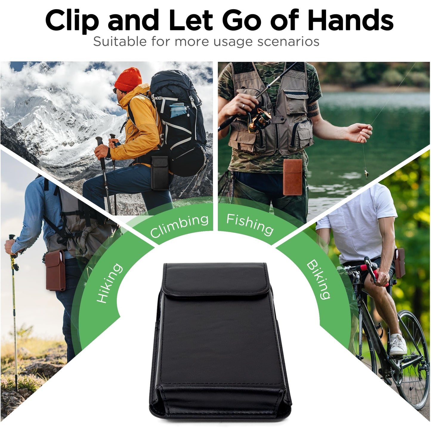 INGIDO Holster for iPhone 16, 16 Pro, iPhone 15, 15 Pro, 14, 14 Pro, 13, 13 Pro, 12, 12 Pro, 11, Galaxy S25, S24, S23, S22, Premium Leather Pouch with Belt Clip Phone Holster Belt Case, Black -M