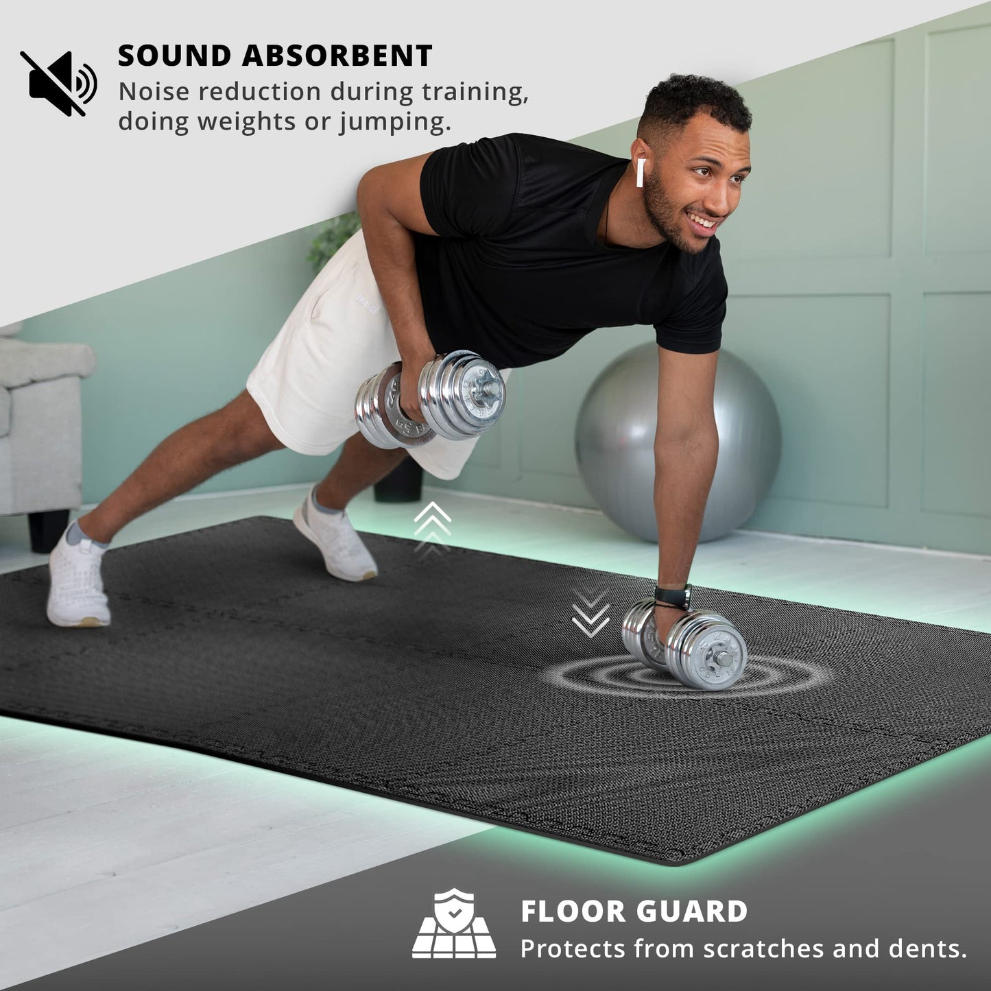 Interlocking Soft Foam Floor Mat - 18 Pieces Protective Gym Flooring Set, Exercise Mats EVA Puzzle Rubber Tiles, Ground Surface Protection Workout Underlay Matting Sports Pool Home Fitness Garage