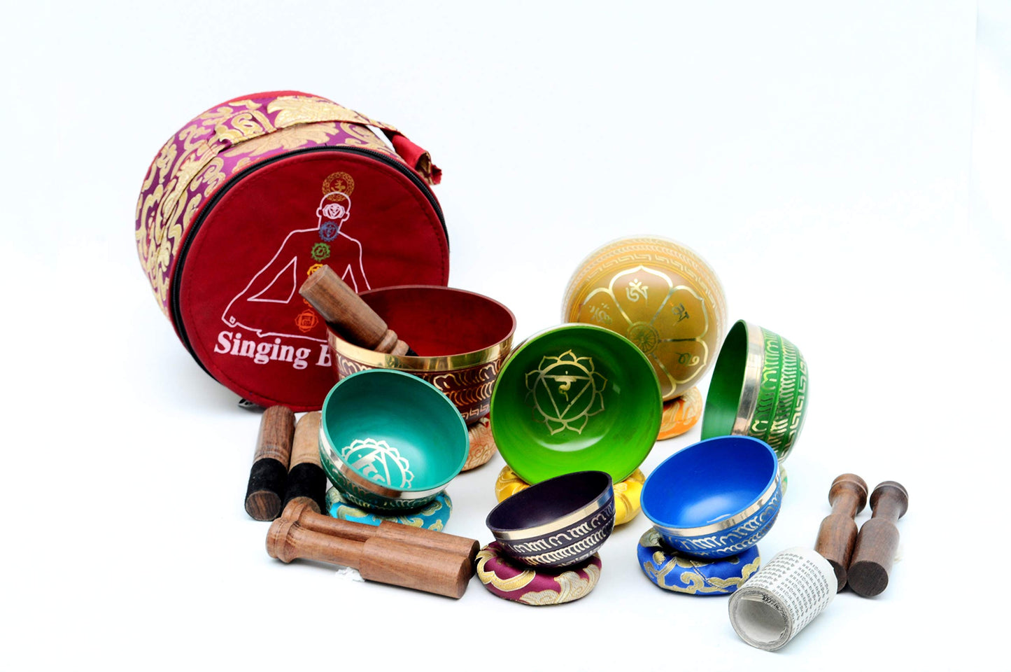 THE NEPAL 7 Chakra Healing Singing Bowl Set - Tibetan Set of Seven for Chakra Healing