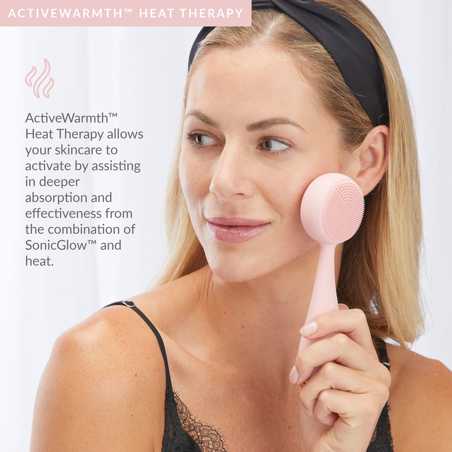 PMD Clean Pro RQ - Smart Facial Cleansing Device with Silicone Brush & Rose Quartz Gemstone ActiveWarmth Anti-Aging Massager - Waterproof - SonicGlow Vibration - Clear Pores & Blackheads