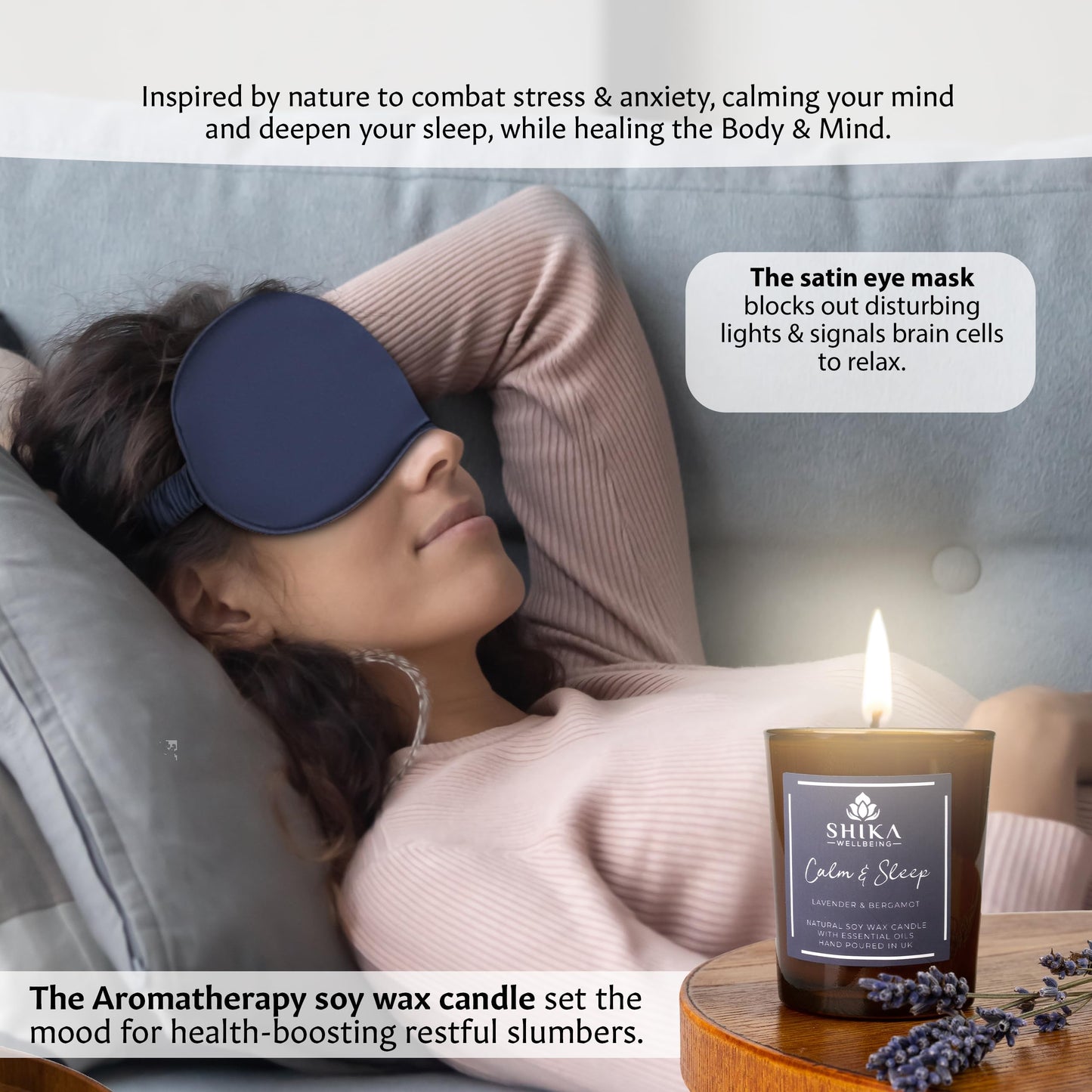 Shika Wellbeing Sleep Well Aromatherapy Pamper Set for Women,Unique Self Care Gifts for Women, Pamper Gifts Set, Relaxation Spa Gift Set, Get Well Soon, Relaxation Gift for Her, Lavender & Bergamot