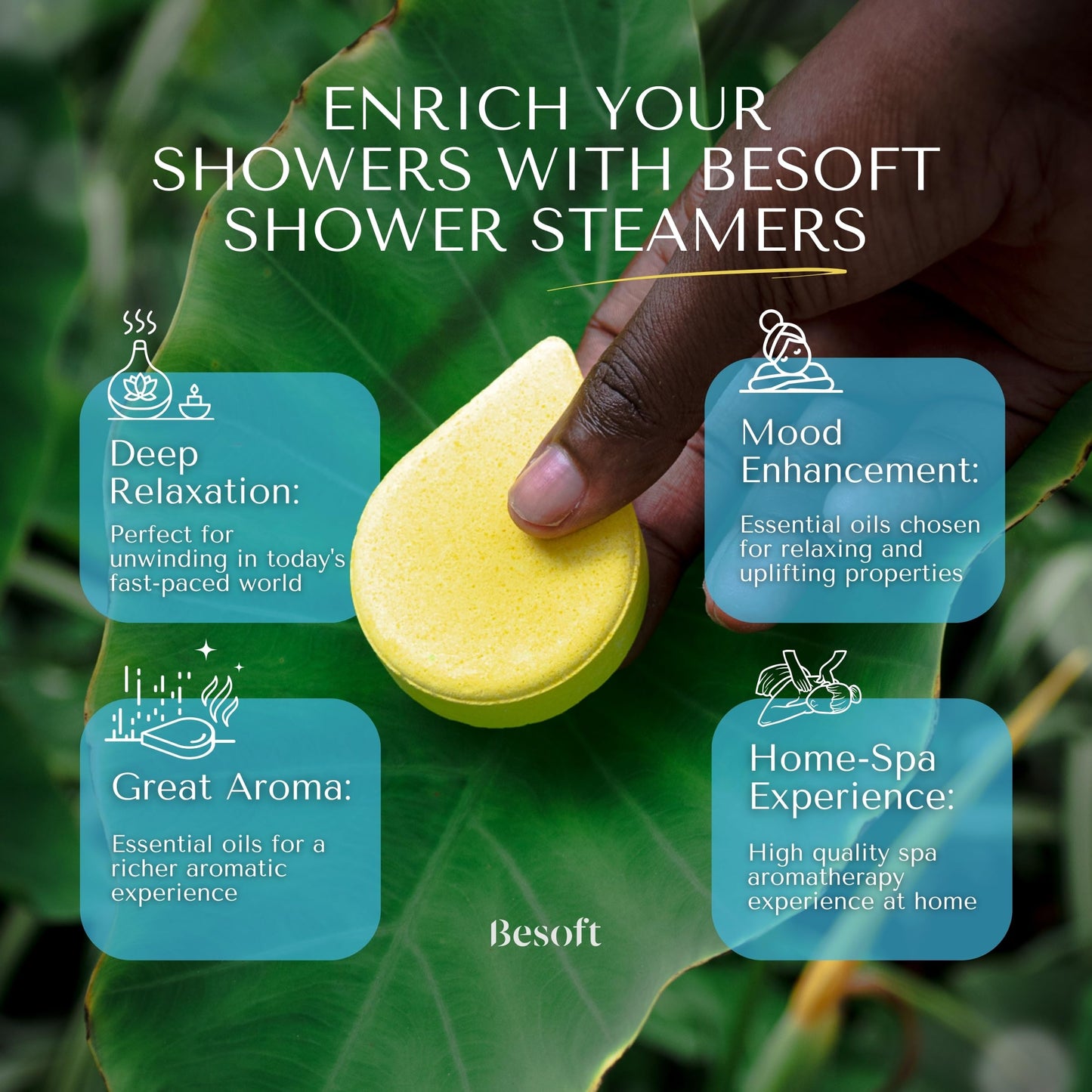Besoft Shower Steamers Aromatherapy Set - 8 Shower Bombs with 2 Lavender and Eucalyptus Essential Oils | Gifts for her and Relaxation Gift for Woman | Gift Set
