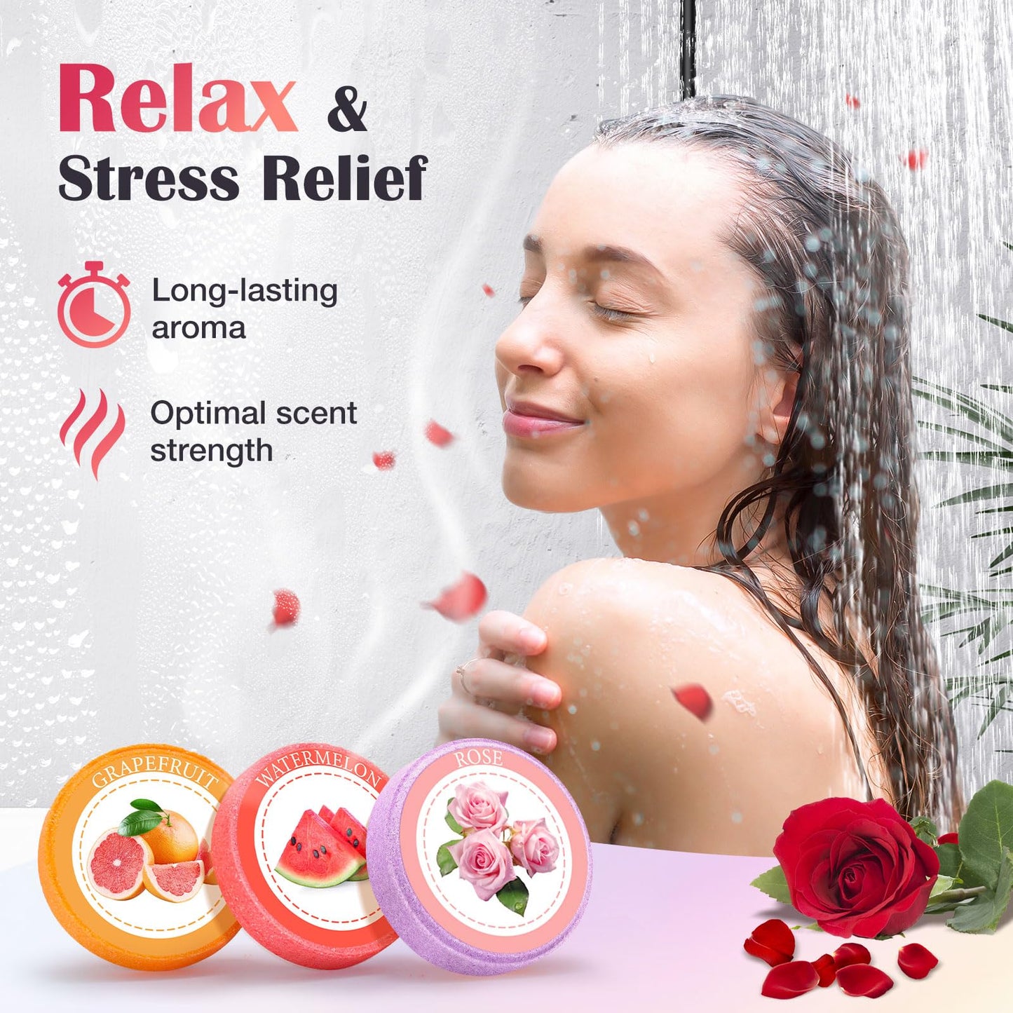 Qivatex Gifts for Women: Shower Steamers Aromatherapy, Birthday Gifts for Women, Mum, Nanny, Girls, Teen SPA Stress Relief Bath Bombs Set Personalised Gift (8 Scents)