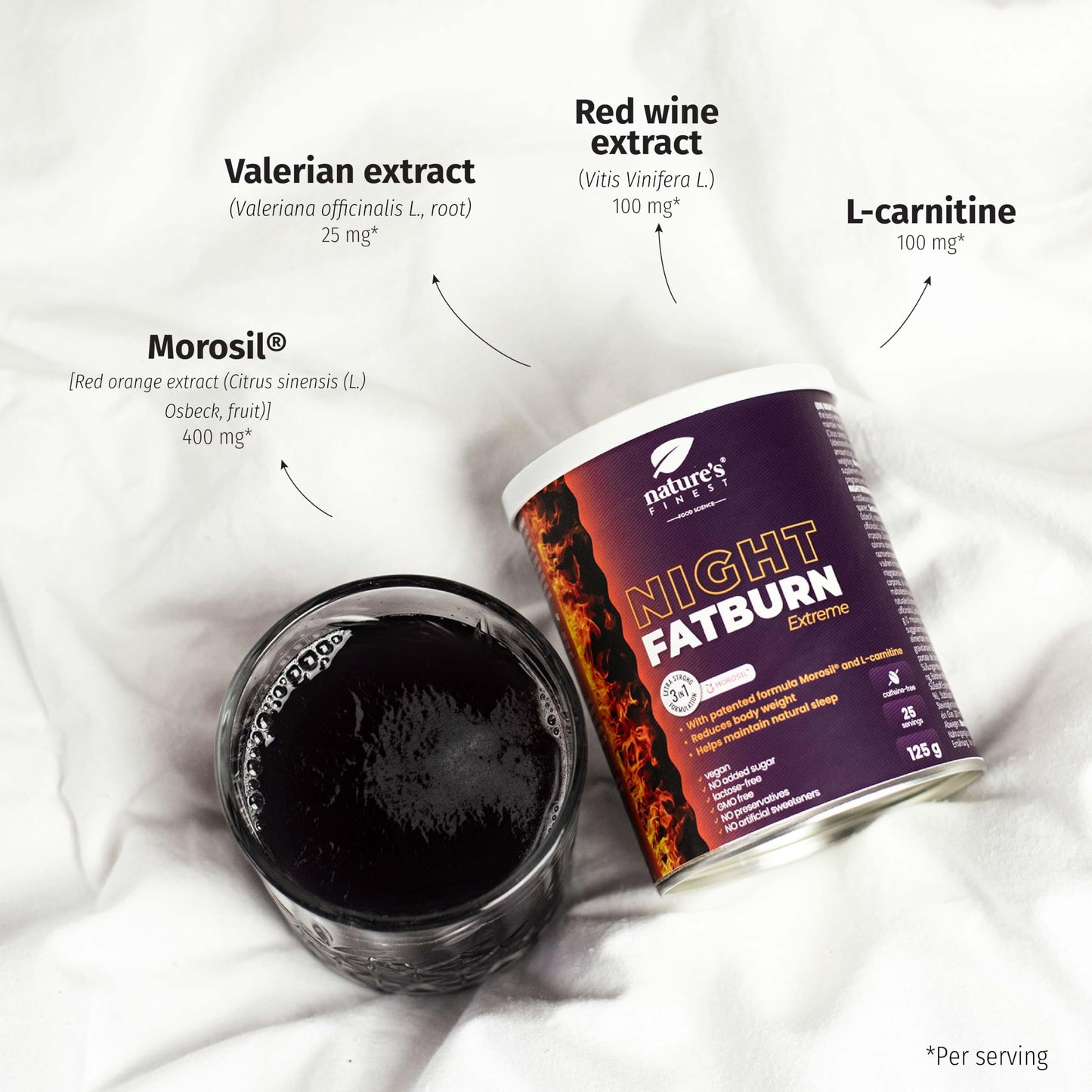 Nature's Finest by Nutrisslim Night Burn Extreme - Night Formula with Morosil (400 mg), L-Carnitine - Natural Valerian Sleep Aids for Adults - Vegan, Gluten Free