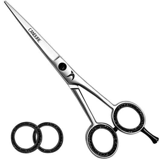 CANDURE Hairdressing Barber Hair Scissor for Professional Hairdressers Barbers Stainless Steel Hair Cutting Shears - For Salon Barbers, Men, Women, Children and Adults