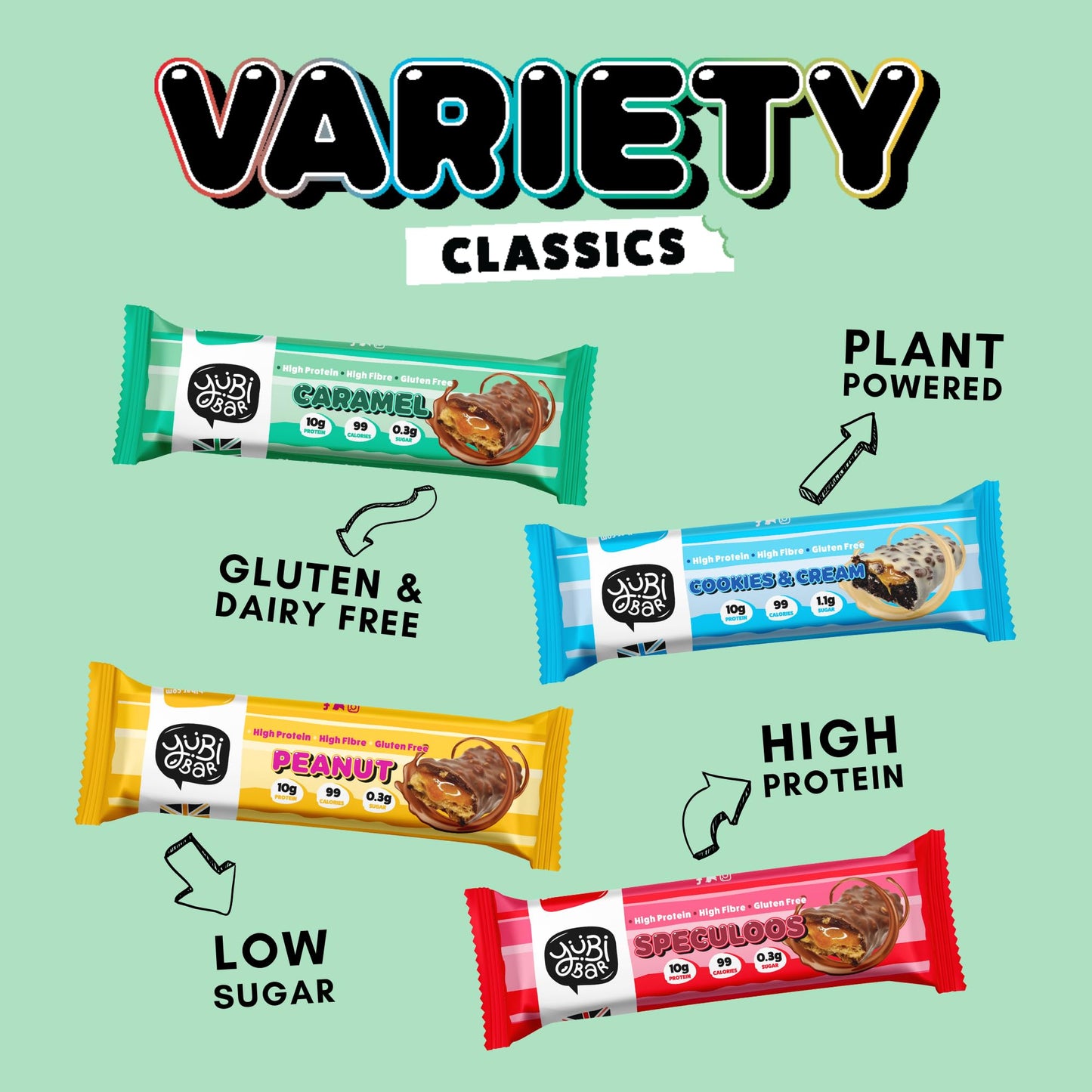 YuBi Variety Box 12-Pack 99 Calorie Protein Bars | TRYTLION