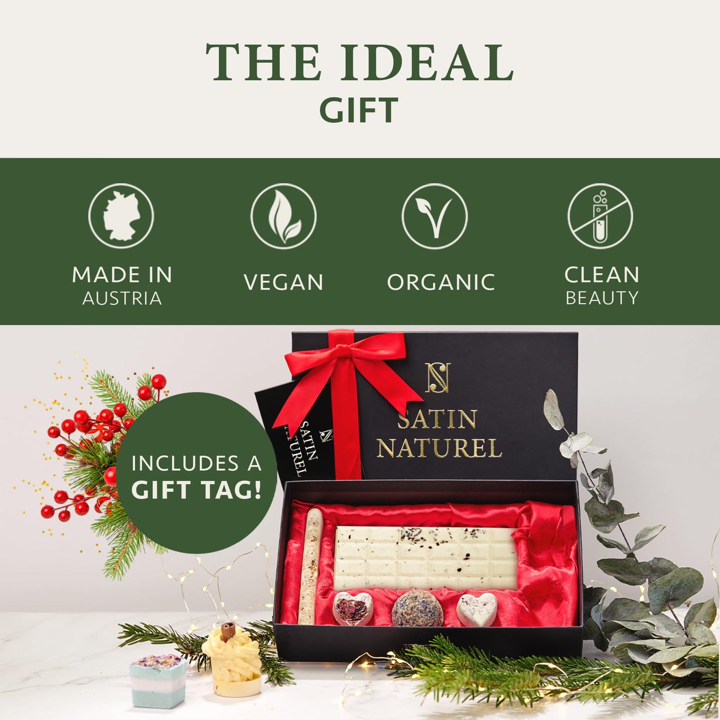 Luxury Gifts for Women - Organic Bath Bombs - Gifts for Her - 7Pcs Handmade with Essential Oil & Shea Butter Gifts for Girls - Bath Bombs for Women - Premium Gift Box by Satin Naturel