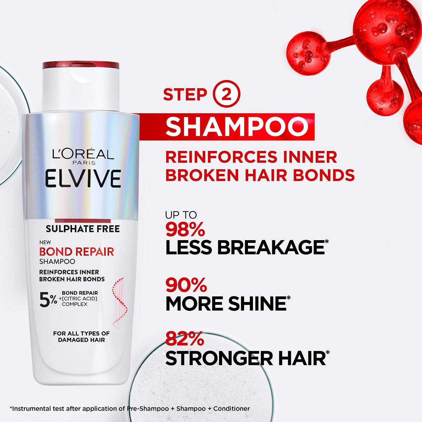 L'Oréal Paris Elvive Bond Repair Shampoo by L'Oreal Paris, for Damaged Hair, for Deep Repair, Bonding Hair Care, 200ml