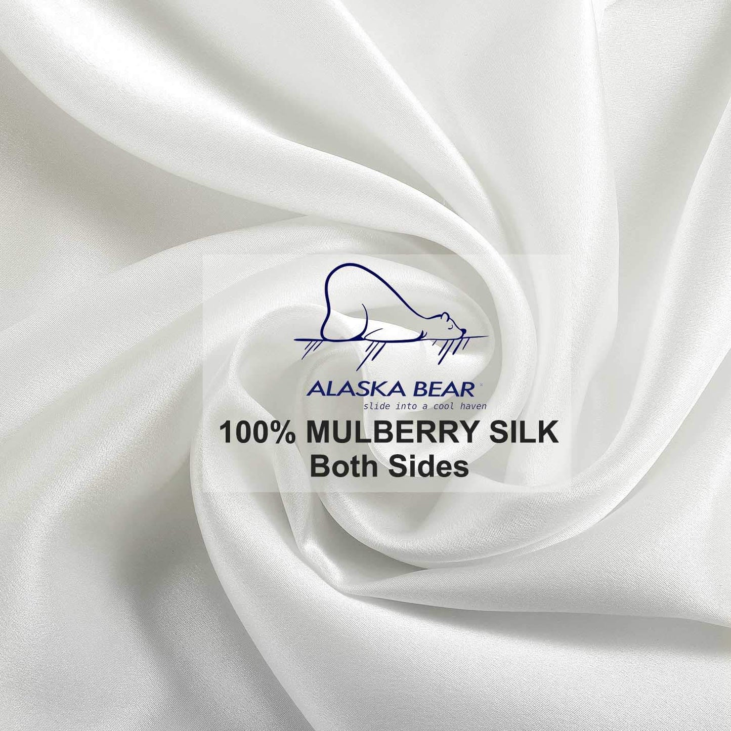ALASKA BEAR 100% Mulberry Silk Pillowcase for Hair and Skin Health, Hypoallergenic, Standard Size 50x75cm Natural Silk Pillow Case for Beauty Sleep (1pc, Ivory White)