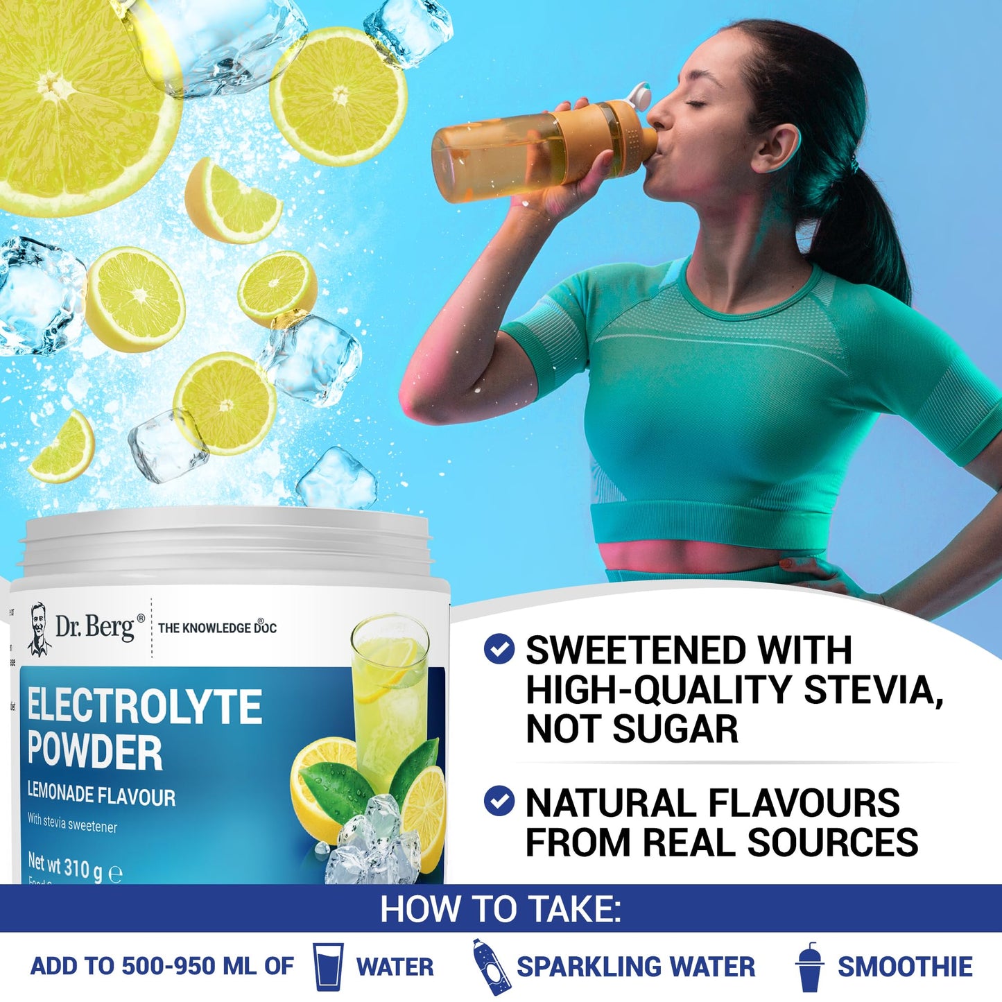 Dr. Berg Zero Sugar Hydration Keto Electrolyte Powder – Lemonade / Raspberry & Lemon (50 Servings)