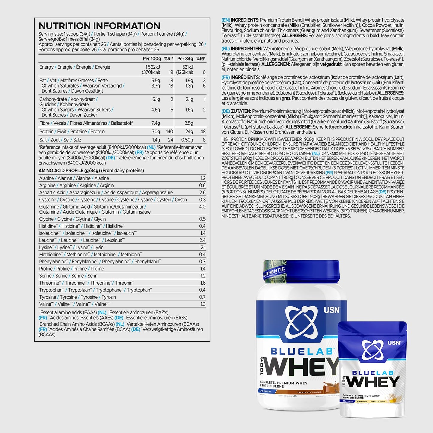 USN Blue Lab Whey Protein Chocolate 2 kg | TRYTLION