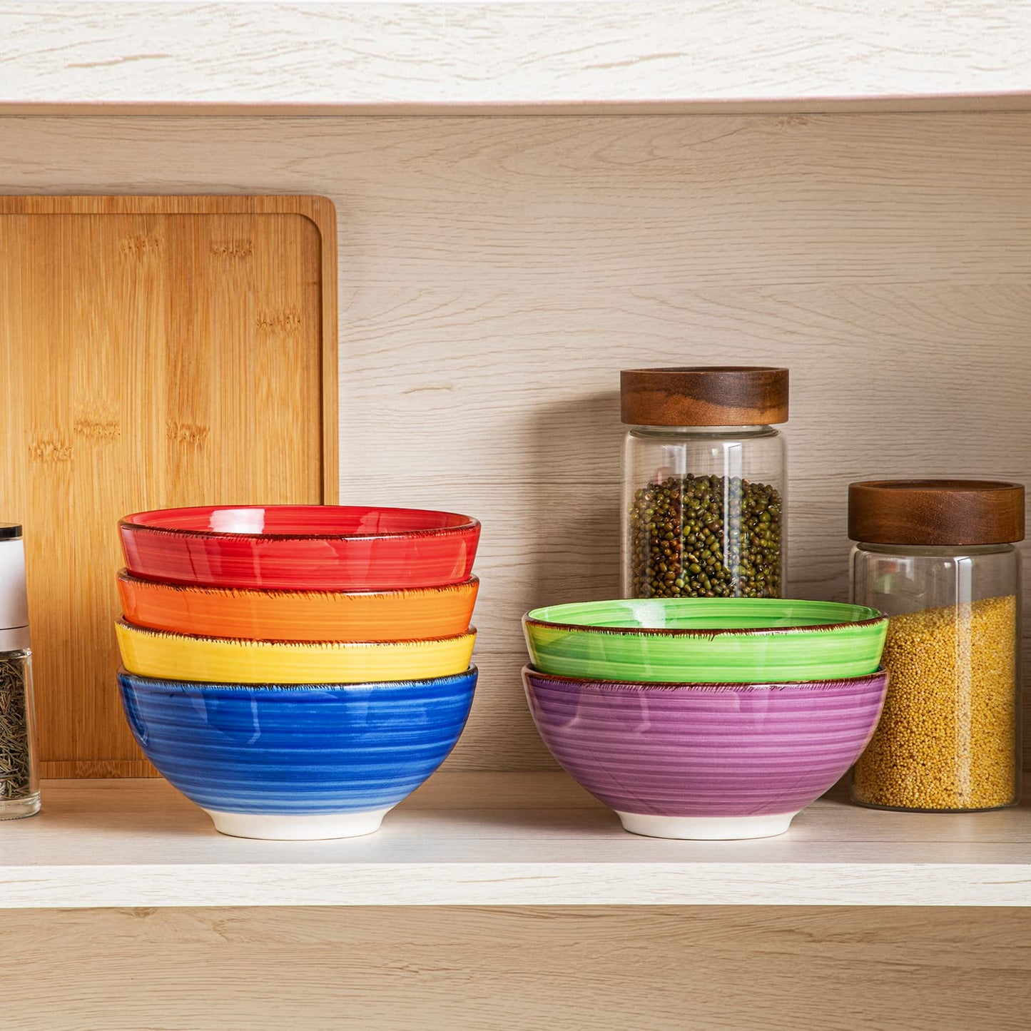 vancasso Bonita Cereal Bowls Set of 6, 27 Oz Ceramic Soup Bowls, Serving Bowls for Salad, Noodle, Porridge, Rice, Dishwasher & Microwave Safe, Warm Color