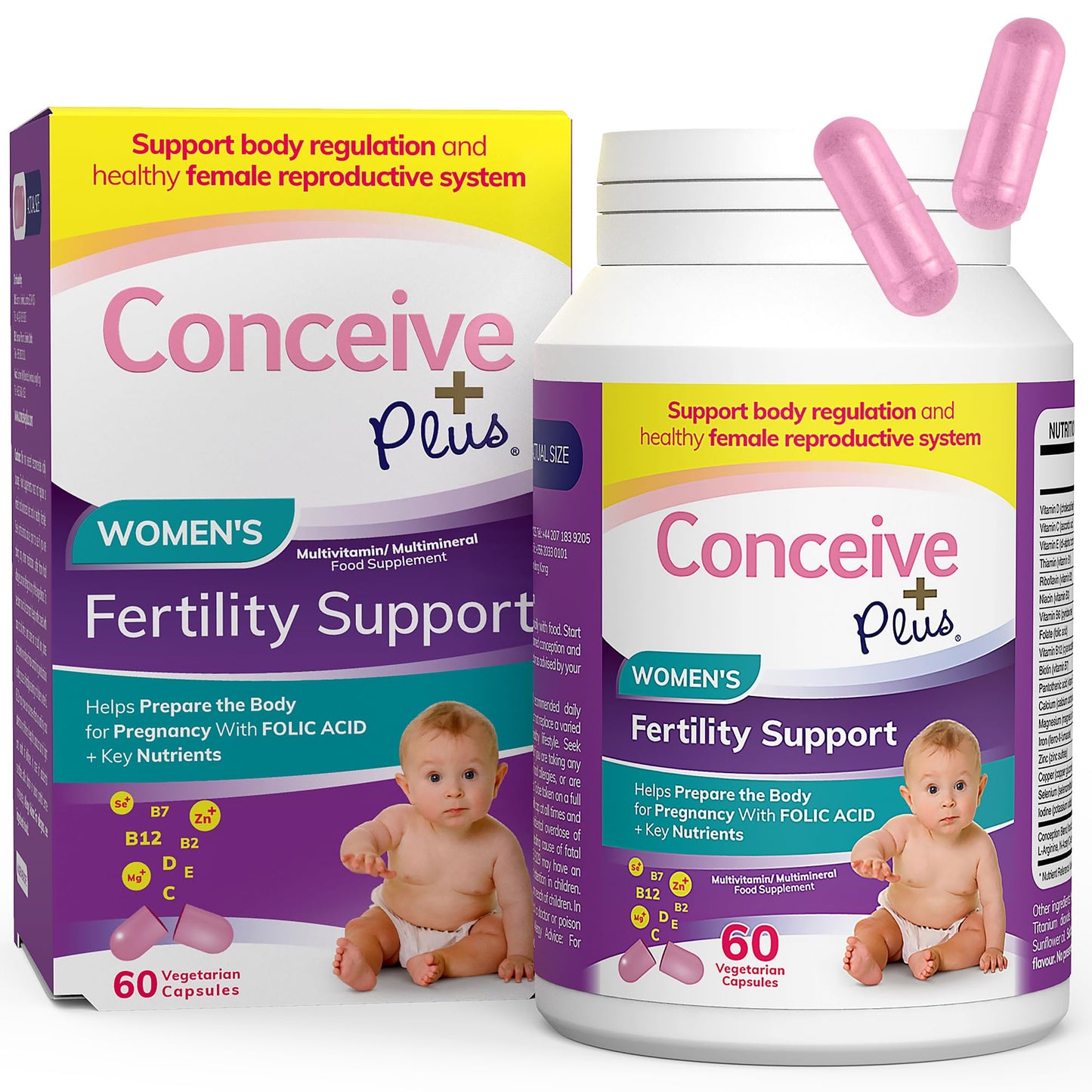 Conceive Plus Fertility Supplements for Women - Support Body Regulation & Healthy Female Reproductive System - 21 Vitamins for Conception - 30 Day Supply for Hormone Balance, Biotin - 60 Capsule