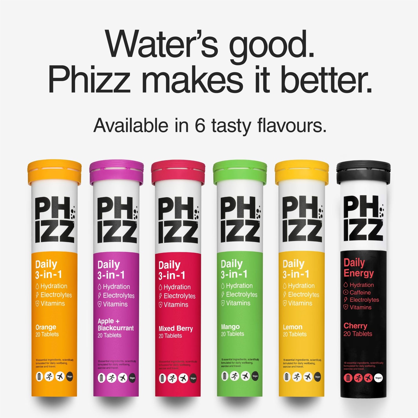 Phizz Electrolytes, Multivitamin & Hydration Tablets - 20 Effervescent Rehydration Electrolyte Tablets - 18 Vitamins & Minerals, Vitamin C, Vegan, Vegetarian & Low Calorie (Orange, 20 Tablets)