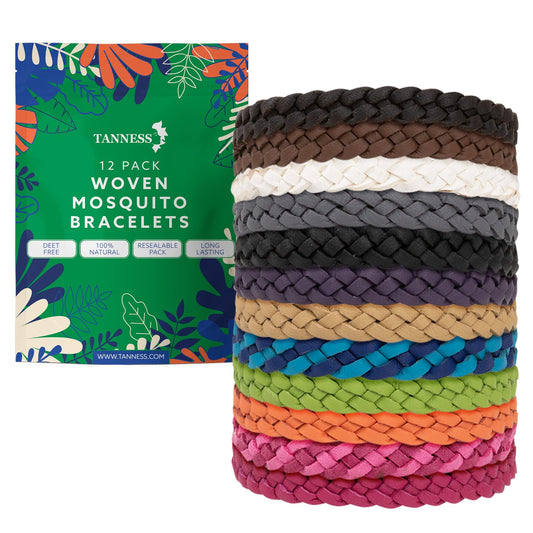 Tanness 12 Pack Mosquito Repellent Bracelet - Non-Toxic Insect Repellent Bands, Deet-Free Bug & Flea Repellent for Kids & Adults - Waterproof Travel Essentials, 250 Hours Protection