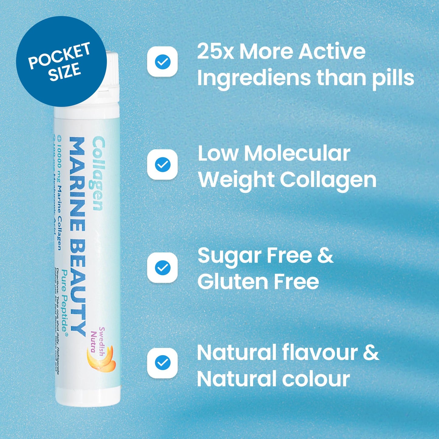 Swedish Nutra - Marine Beauty Shots - 2 Boxes, 40 Day Supply I 10000 mg Hydrolyzed Marine Collagen (Type I & III) I Skin, Hair & Nails I Higher Absorption