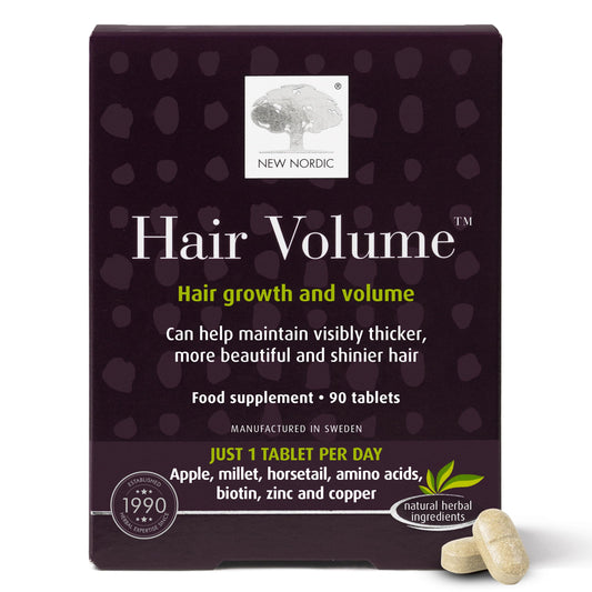 New Nordic Hair Volume 90 Tablets - Clinically Proven Hair Growth Vitamins - Biotin, Zinc & Apple - Visibly Thicker & Shiny Hair - for Women & Men