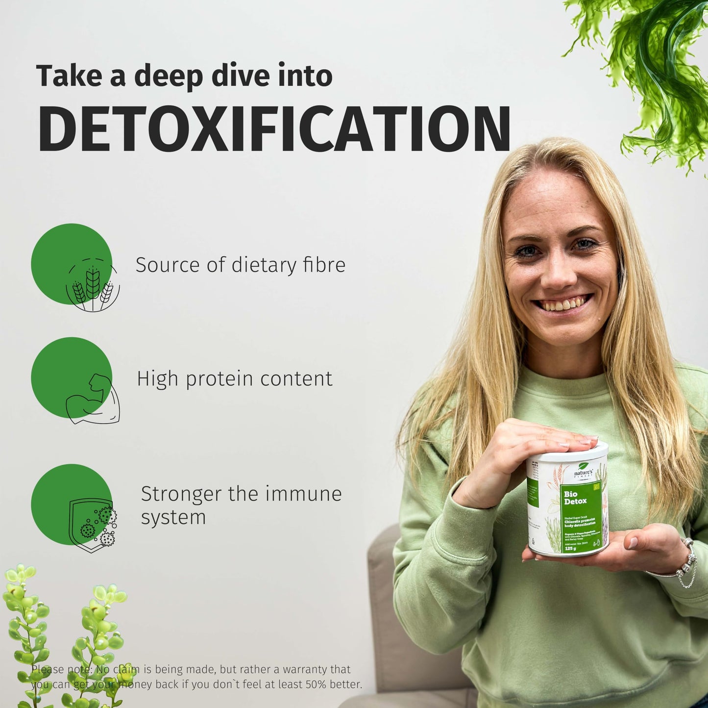 Nature's Finest by Nutrisslim Bio Detox Mix with Wheatgrass, Chlorella & Spirulina - Natural Detox Drink for Body Cleanse, Gut Health & Colon Cleanse - High Fibre & Protein Content - 250 g, Vegan