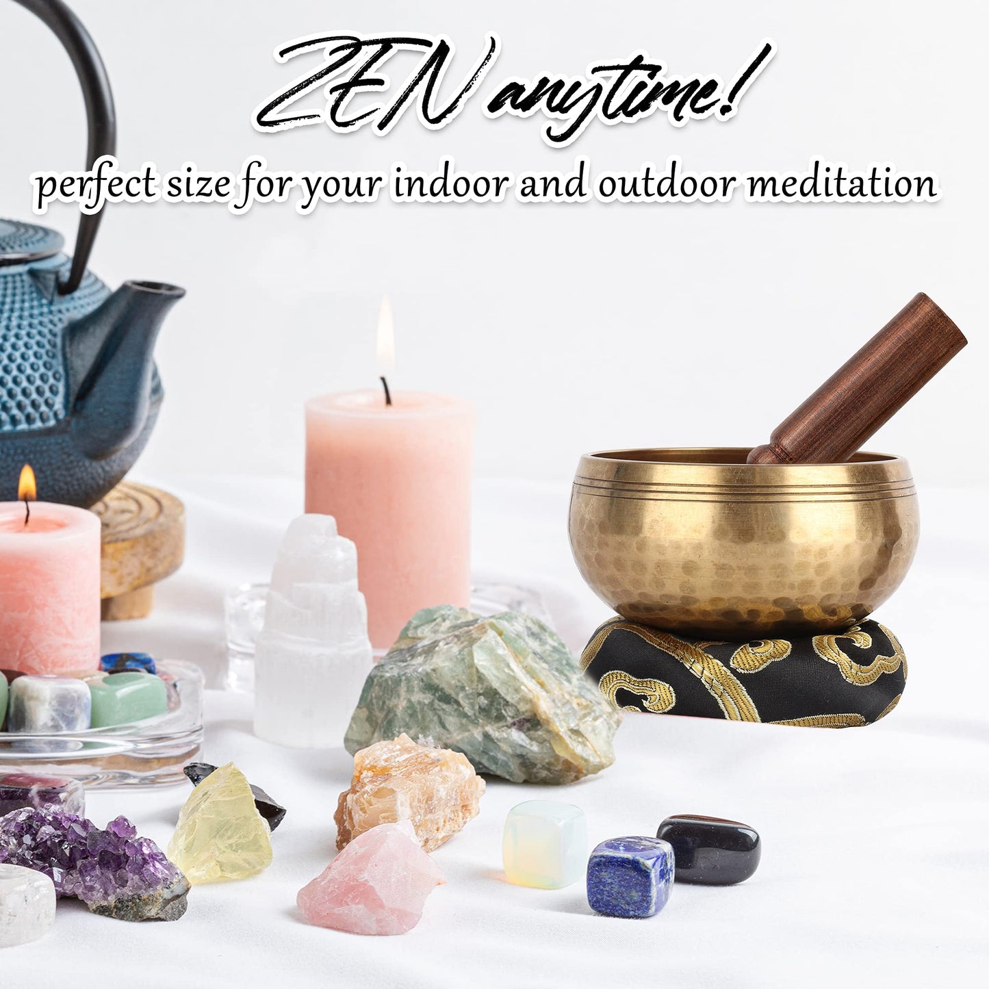 Tibetan Singing Bowls Set-100% Hand-hammered in Nepal Sound Bowl for Meditation, Yoga, Chakra, Meditation Accessories, Unique Christmas Xmas Gifts for Women, Men (8 cm) (8 x 5 cm)