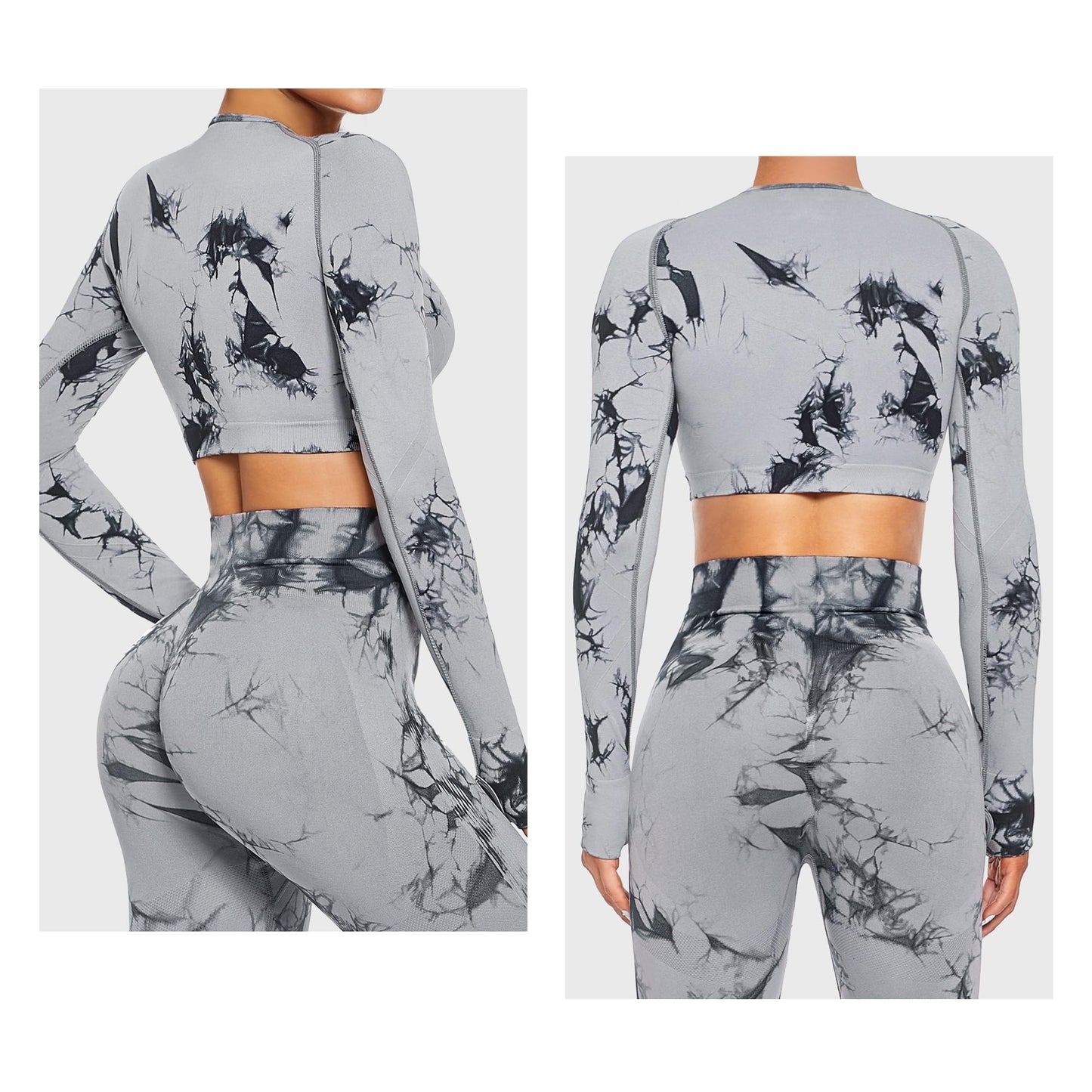 Yaavii Seamless Long Sleeve Gym Top for Women Workout Round Neck Crop Top Fitness Sports T Shirts with Thumb Hole