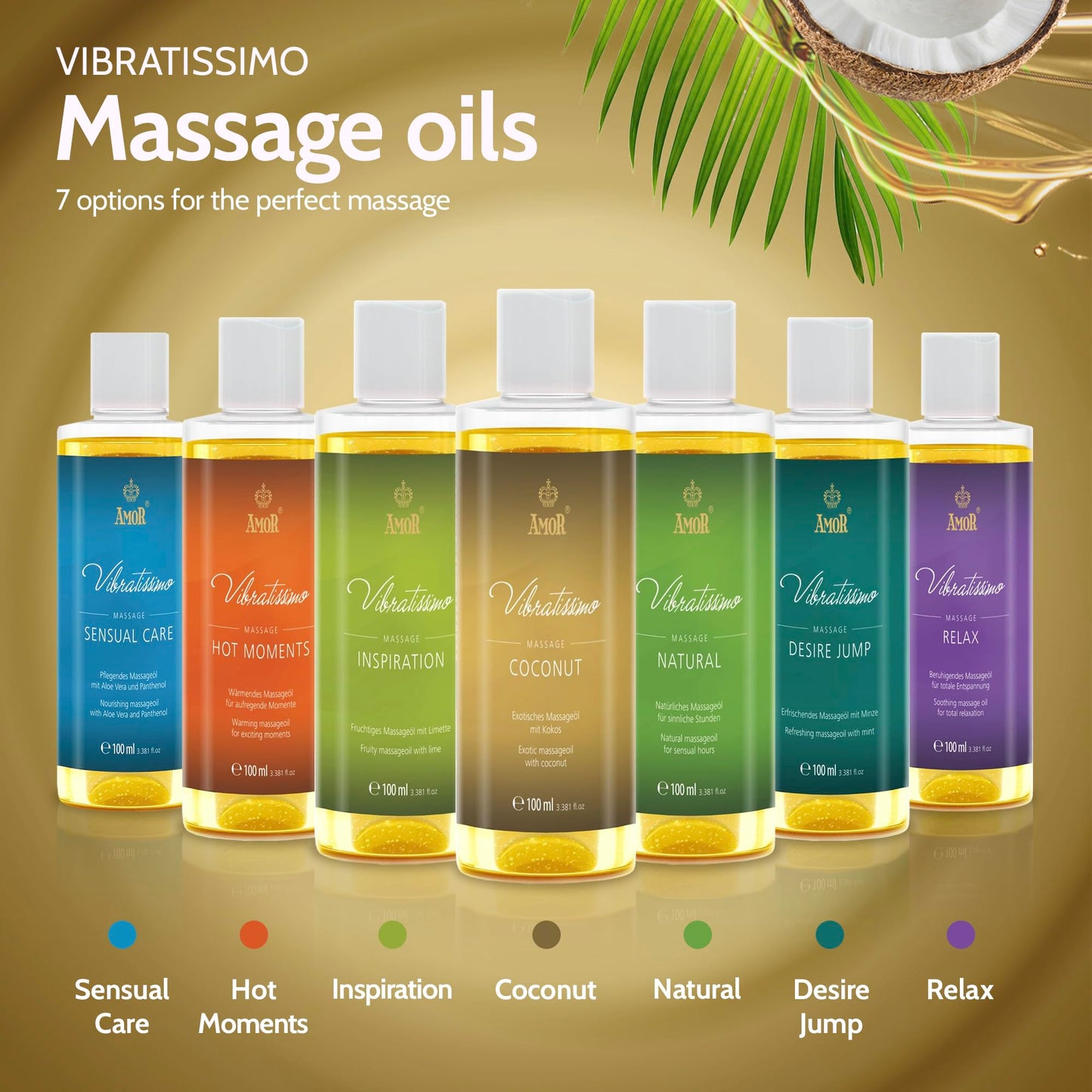 Vibratissimo “Coconut” - Exotic Massage Oil with Coconut, Love Oil, Erotic Oil, 100 ml