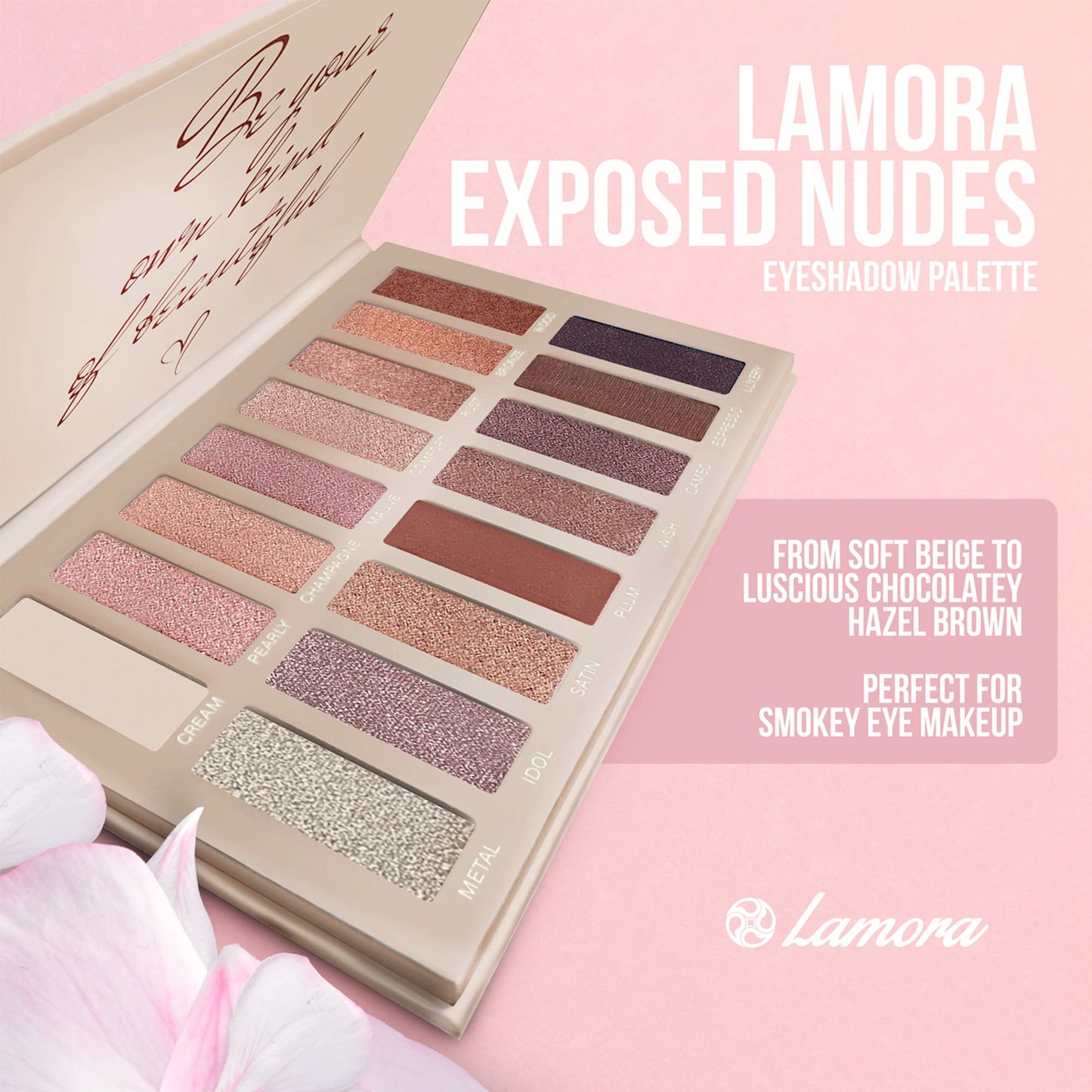 Lamora Exposed 16-Color Pro Eyeshadow Palette – Matte & Shimmer