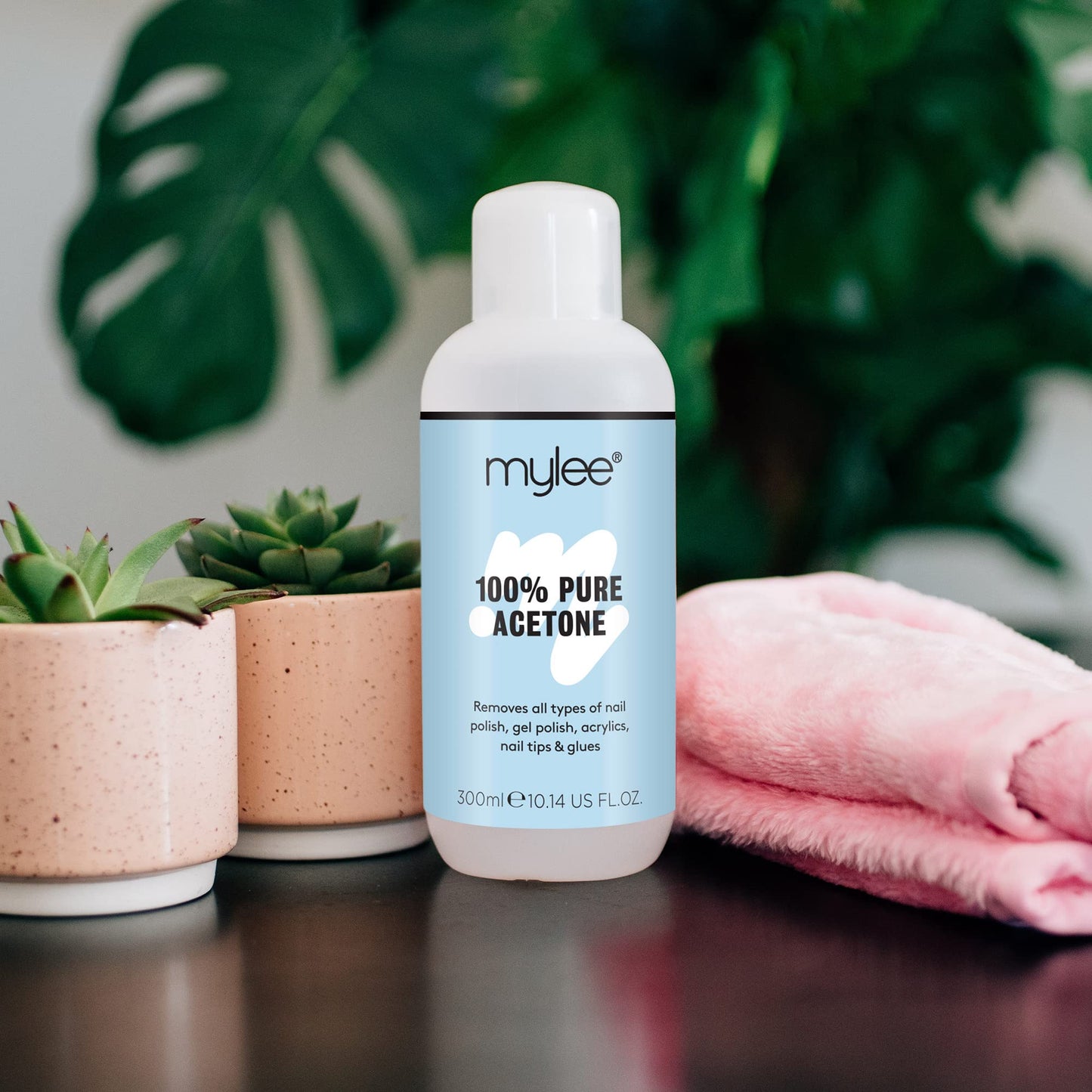 Mylee 100% Pure Acetone Gel Nail Polish Remover 300ml for UV/LED, Soak Off, Removes All Types of Nail Polish, Gel Polish, Acrylic, Gels, Nail Tip & Glue