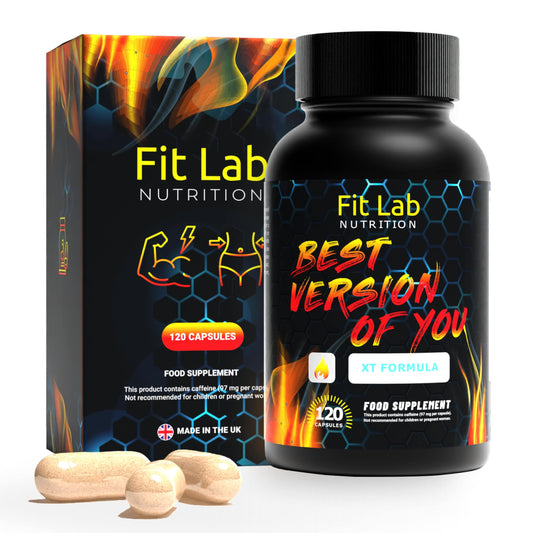 Fit Lab - Best Version of You, Food Supplement - Gym Essentials -120 Capsules - Vegan, Halal and Vegetarian Supplements for Women and Men - 60 Days Supply