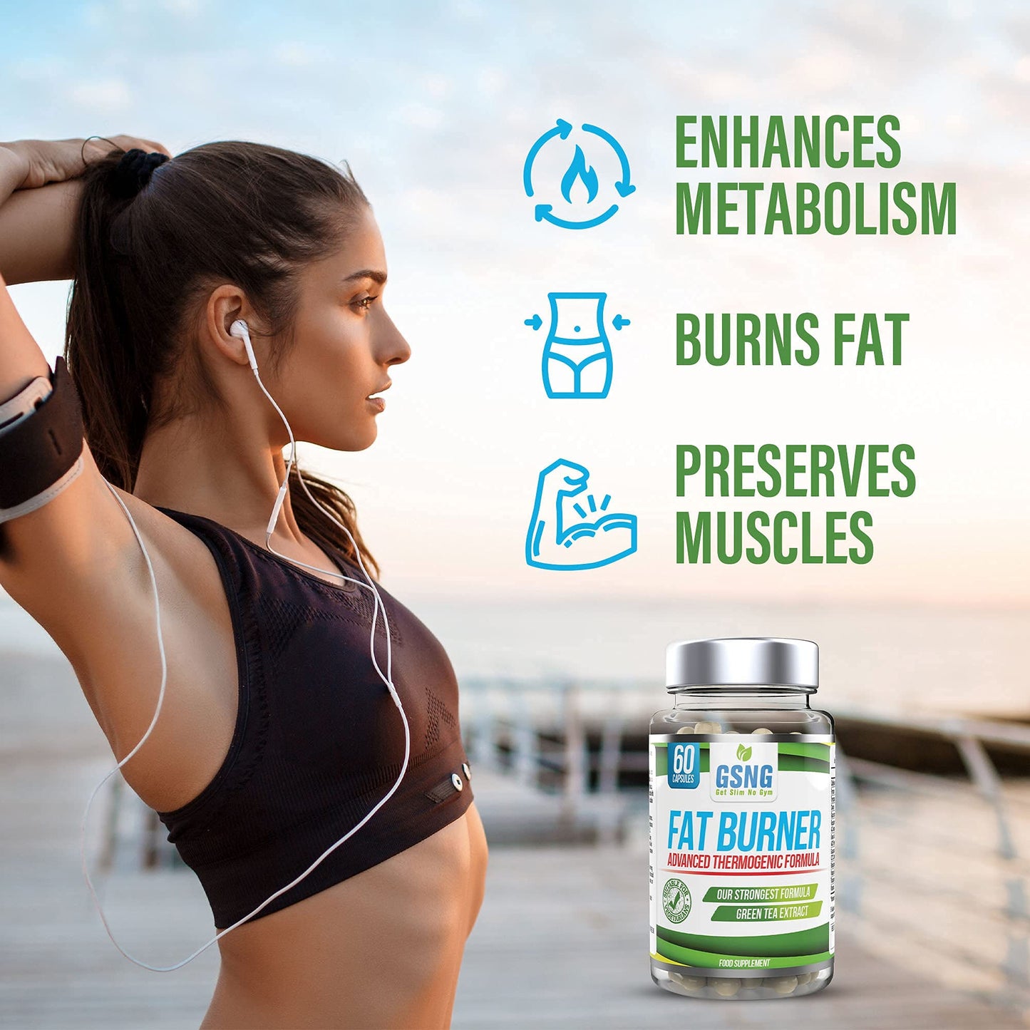 Fat Burner Weight Loss Pills – Metabolism Booster, Appetite Suppressant - Green Tea Extract Lean Slimming Diet Supplement for Men & Women - UK Premium Manufacture - 60 Vegetarian Capsules – GSNG