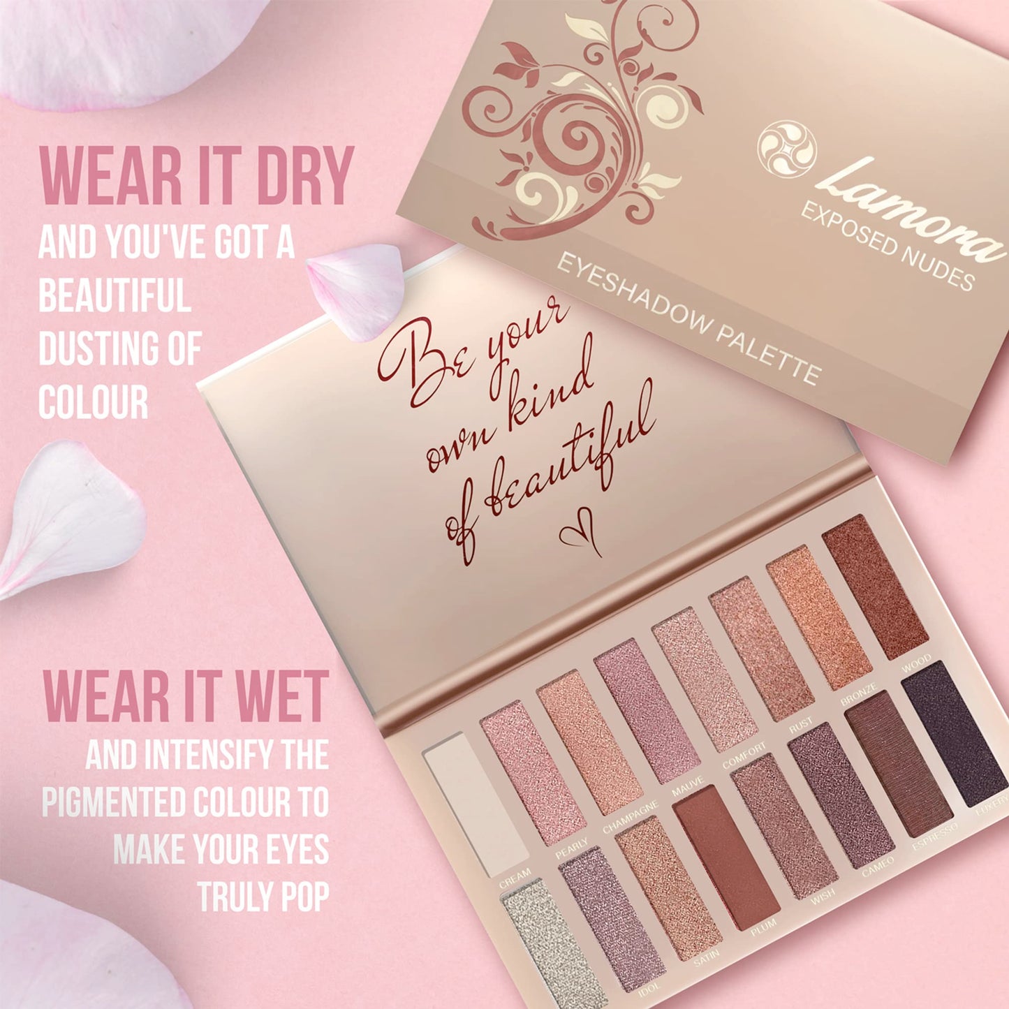 Lamora Exposed 16-Color Pro Eyeshadow Palette – Matte & Shimmer