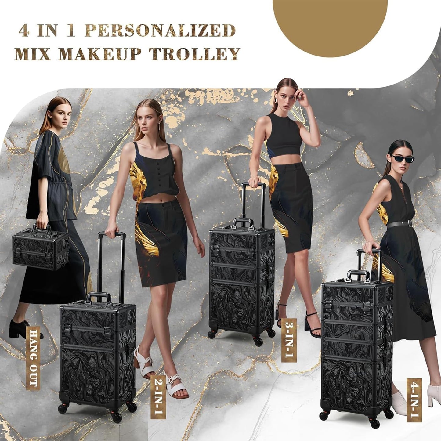 Stagiant 4-in-1 Makeup Trolley Vanity Case – Alpine Black