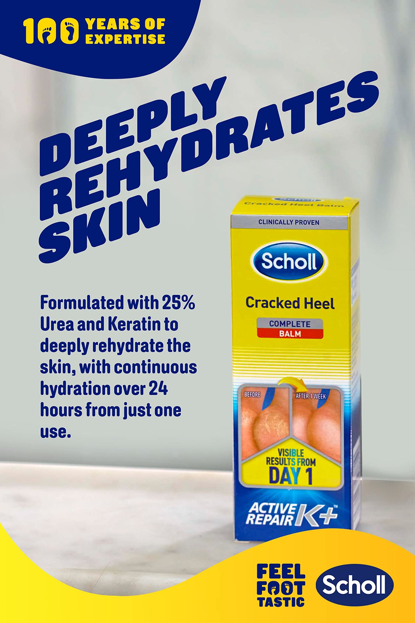Scholl Cracked Heel Complete Cream with Repair K+, 60ml - Moisturising Treatment Cream for Cracked Heels and Dry Skin with Keratin- 1 x 60 ml