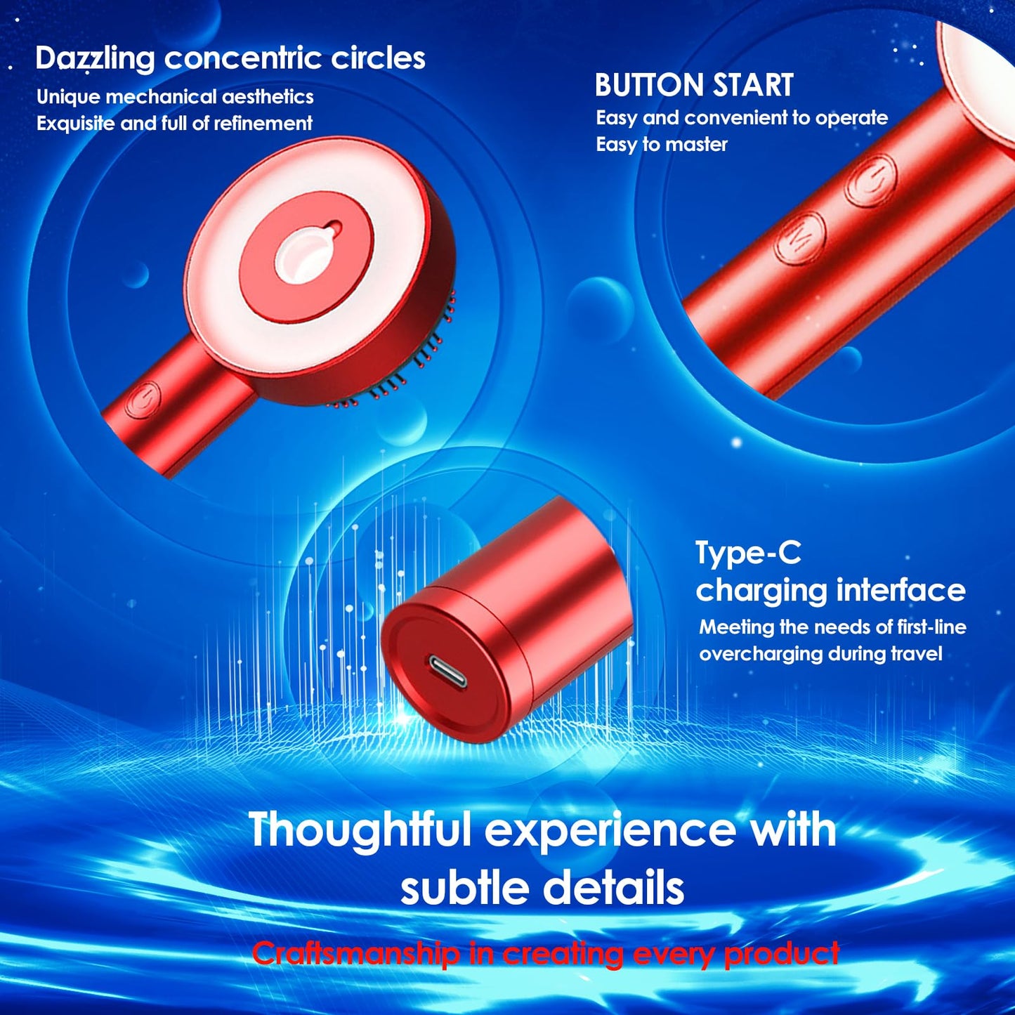 Electric Scalp Massager with Red Light Therapy Hair,3-in-1 Multi-Function Scalp Massager Hair Growth,Cordless & Portable,Electric Hair Brushes for Home Use