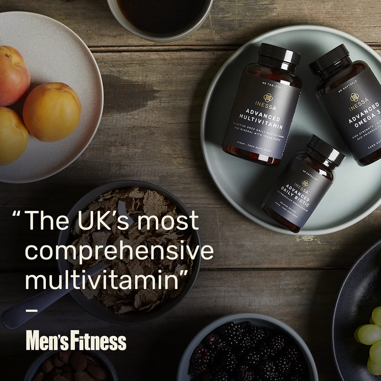 Inessa Multivitamin with CoQ10 100mg, Vitamin D3 2000 IU, K2 100mcg, B Complex, Vitamins A 800mcg, Folic Acid as 5-MTHF 400mcg, Zinc 20mg and Lutein