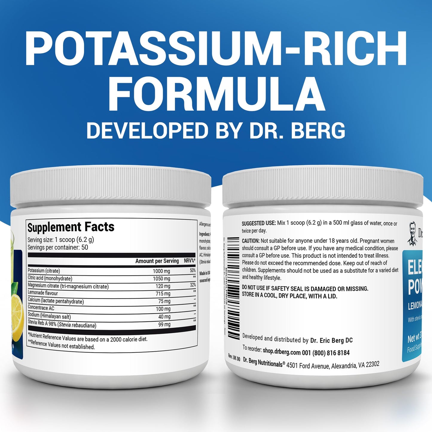 Dr. Berg Zero Sugar Hydration Keto Electrolyte Powder – Lemonade / Raspberry & Lemon (50 Servings)