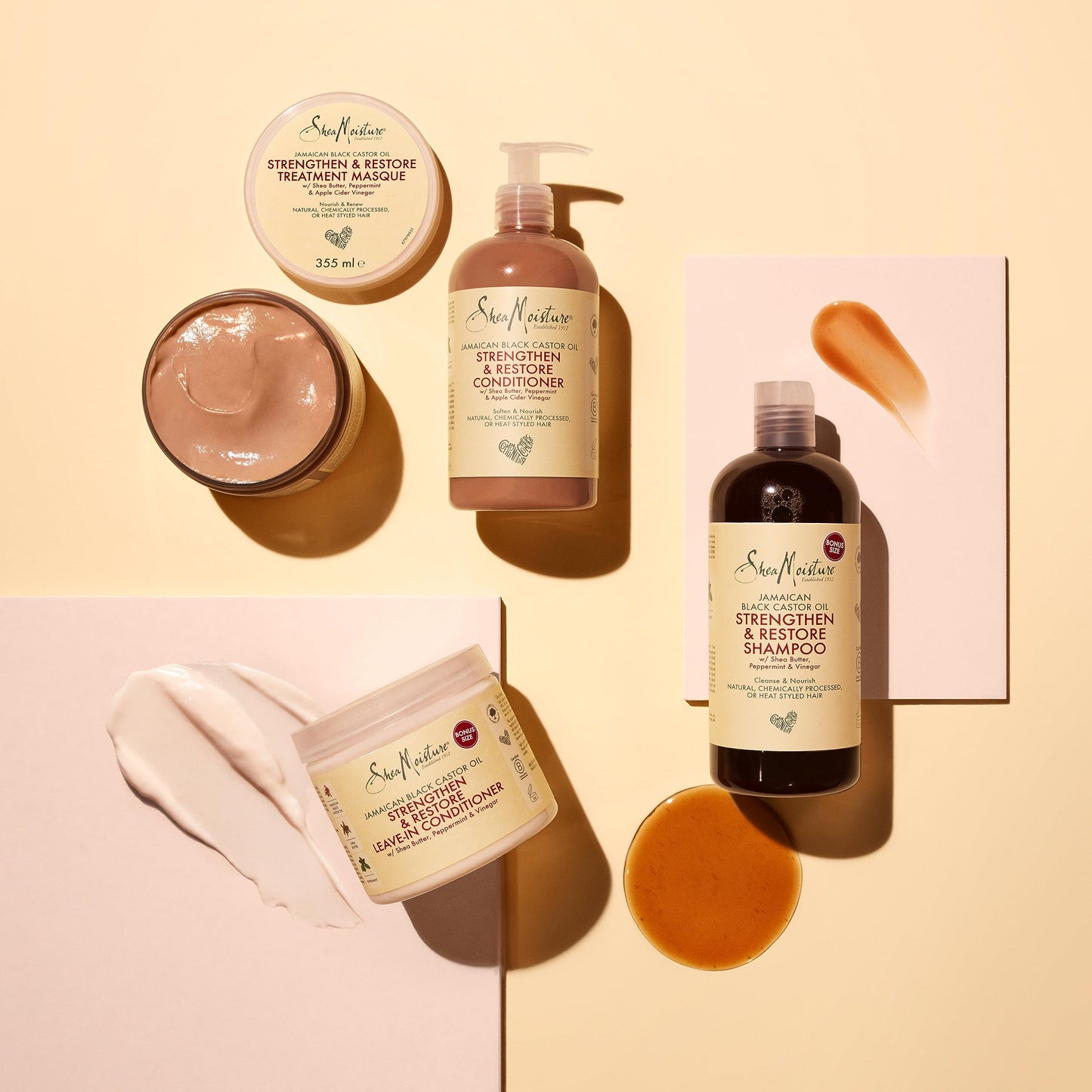 SheaMoisture Jamaican Black Castor Oil Strengthen & Restore Leave-In Conditioner no silicones or sulphates for chemically processed, heat-styled or natural hair 431 ml