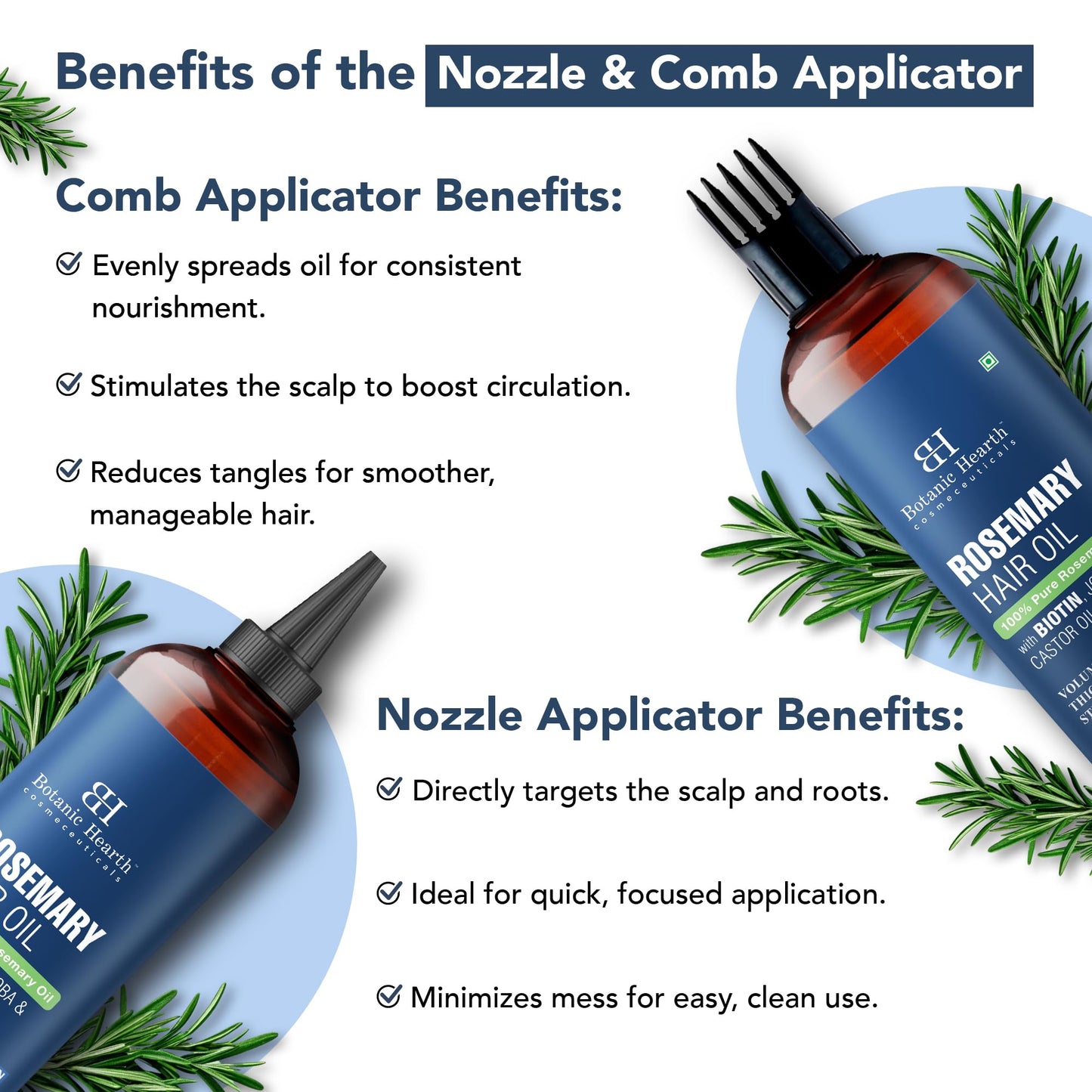 Botanic Hearth 100% Pure Rosemary Oil For Hair Growth Infused With Biotin | Hair Strenghtening Treatment | Nourishing & Volumizing | With Jojoba Oil & Castor Oil | Non GMO Verified | 6.7 fl oz