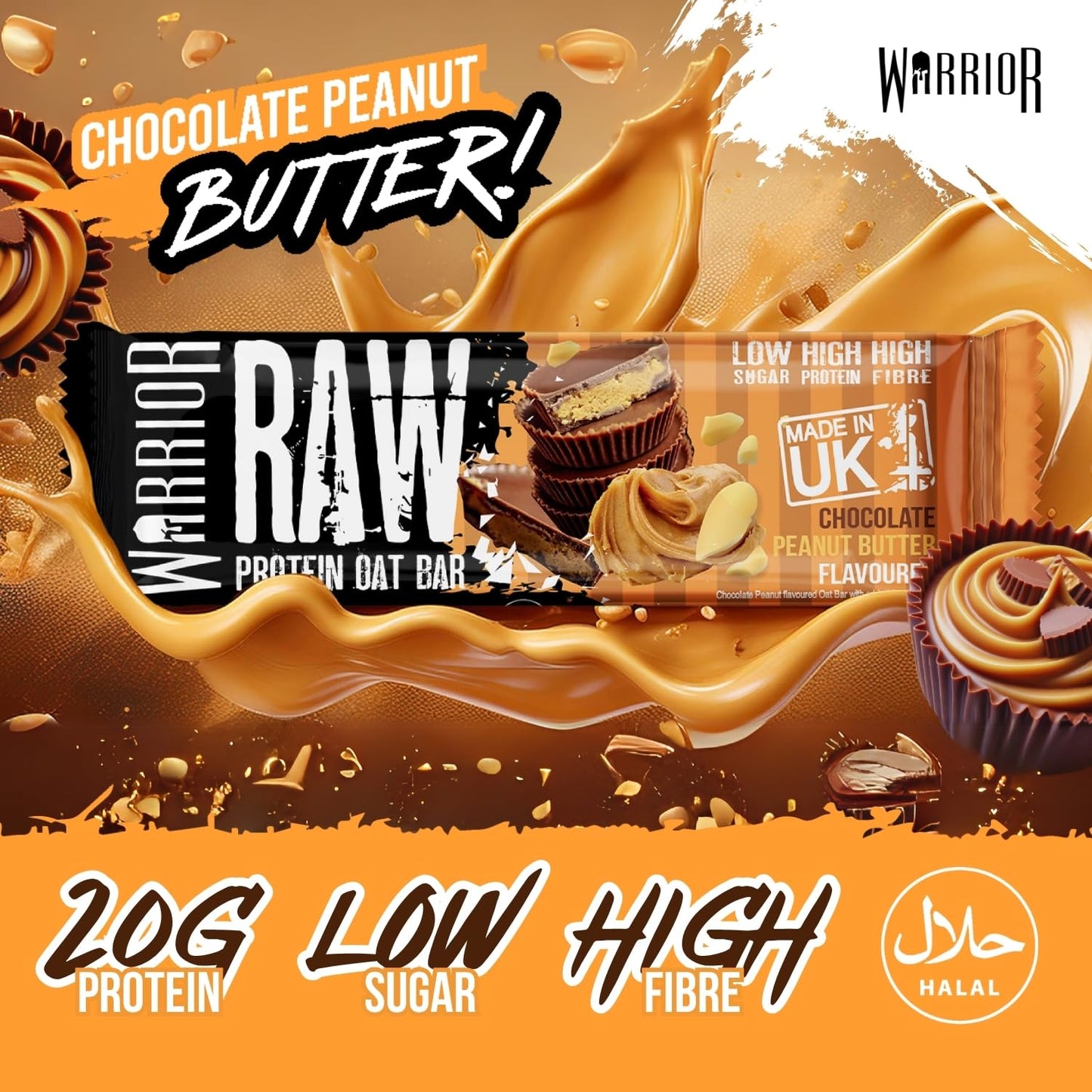 Warrior RAW Protein Bar Chocolate Peanut Butter – 12×75 g | TRYTLION