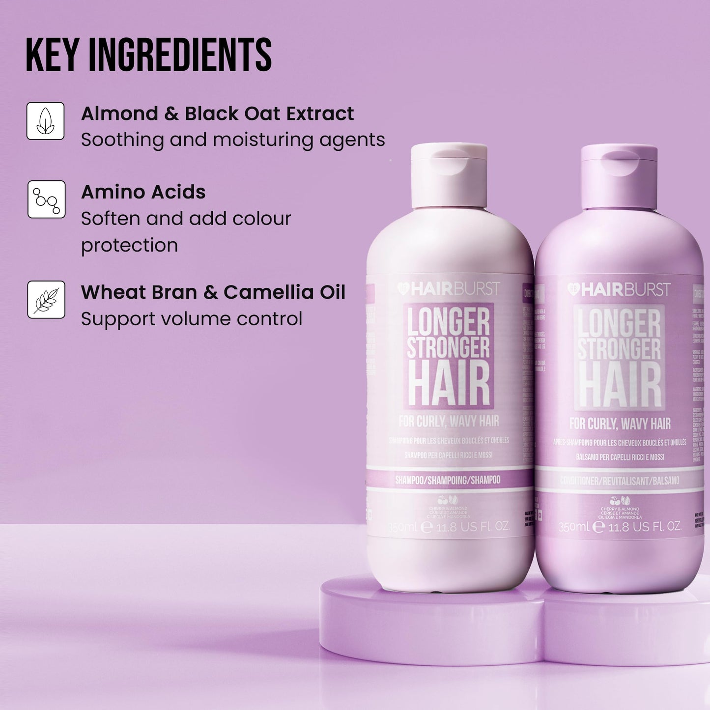 HAIR BURST Wavy & Curly Hair Shampoo and Conditioner Set — Sulfate, SLS, Paraben Free, CGM Approved - Nourishing Amino Acids, Almond Extract & Cherry Oil - Curl Enhancing, Frizz Control & Moisturising