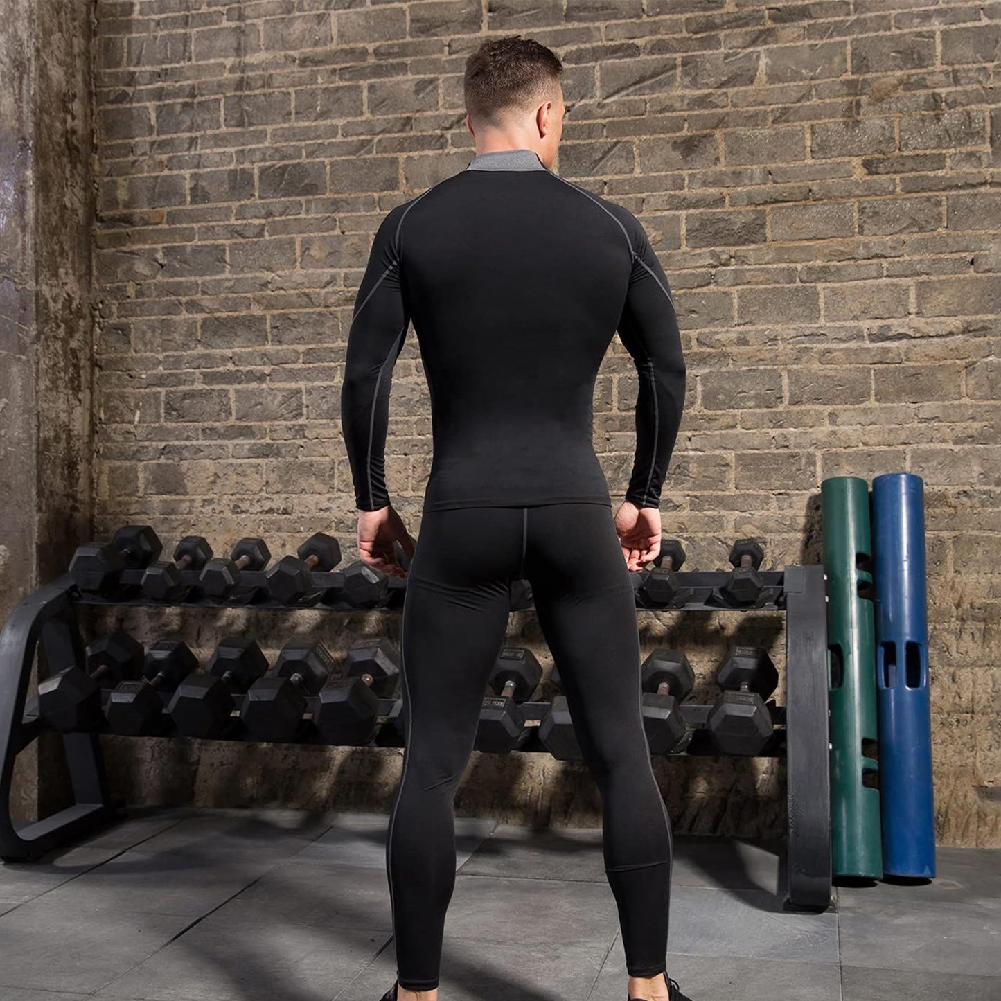 3 Pack Long Sleeve Running Tops Mens,Base Layers Compression Top T-Shirts,Quick Dry Wicking Gym Athletic Training Workout Tee Shirts