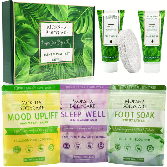 Foot Gift Sets for Women - [Made in UK] Foot Spa Sets for Women Gifts with Aromatherapy Foot Soak, Foot Scrub, Foot Lotion, Foot Spa Pamper Kit for Women, Birthday Gifts for Mum, Her, Friends, Wife