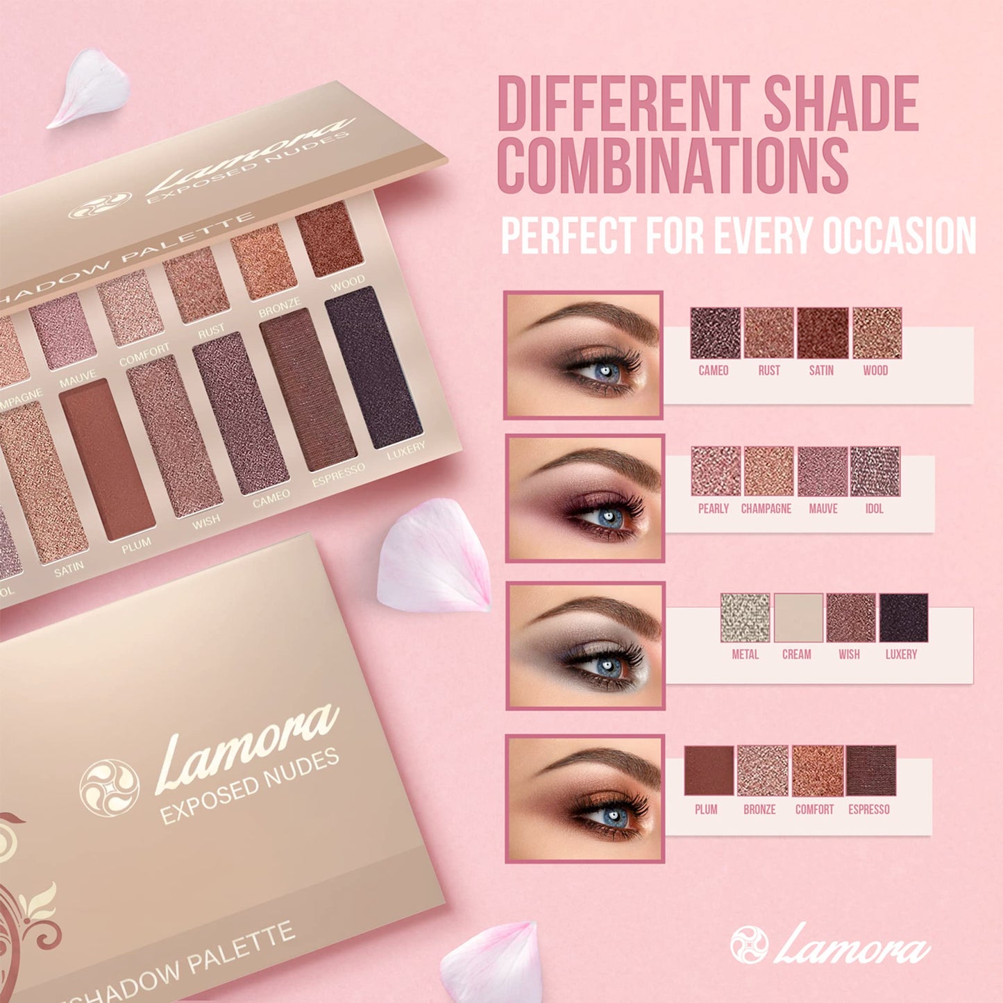 Lamora Exposed 16-Color Pro Eyeshadow Palette – Matte & Shimmer
