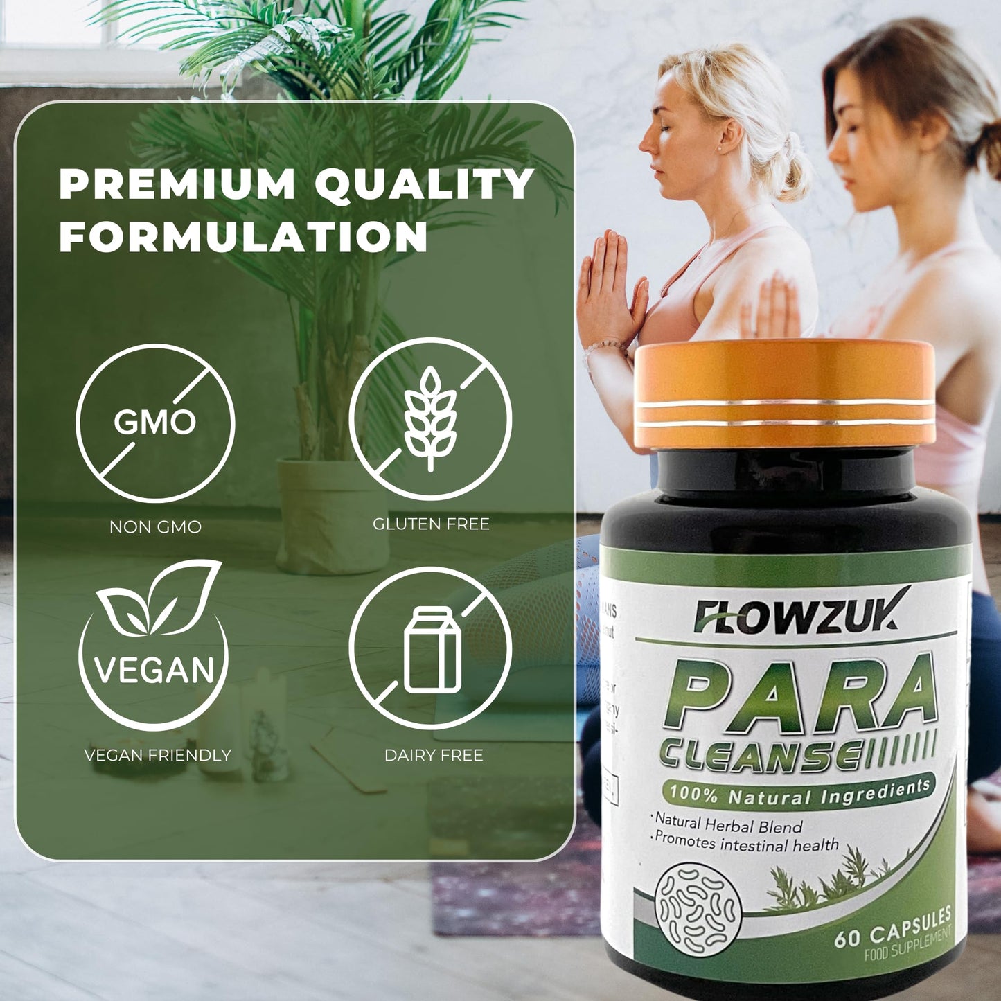 Organic Wormwood Clove and Black Walnut Gut Support Colon Detox for Humans Health Intestinal Strong Natural Cleanse by Flowzuk Capsules