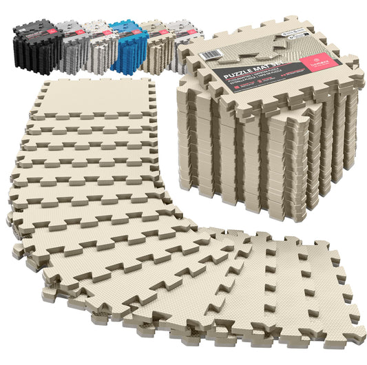 Interlocking Soft Foam Floor Mat - 18 Pieces Protective Gym Flooring Set, Exercise Mats EVA Puzzle Rubber Tiles, Ground Surface Protection Workout Underlay Matting Sports Pool Home Fitness Garage