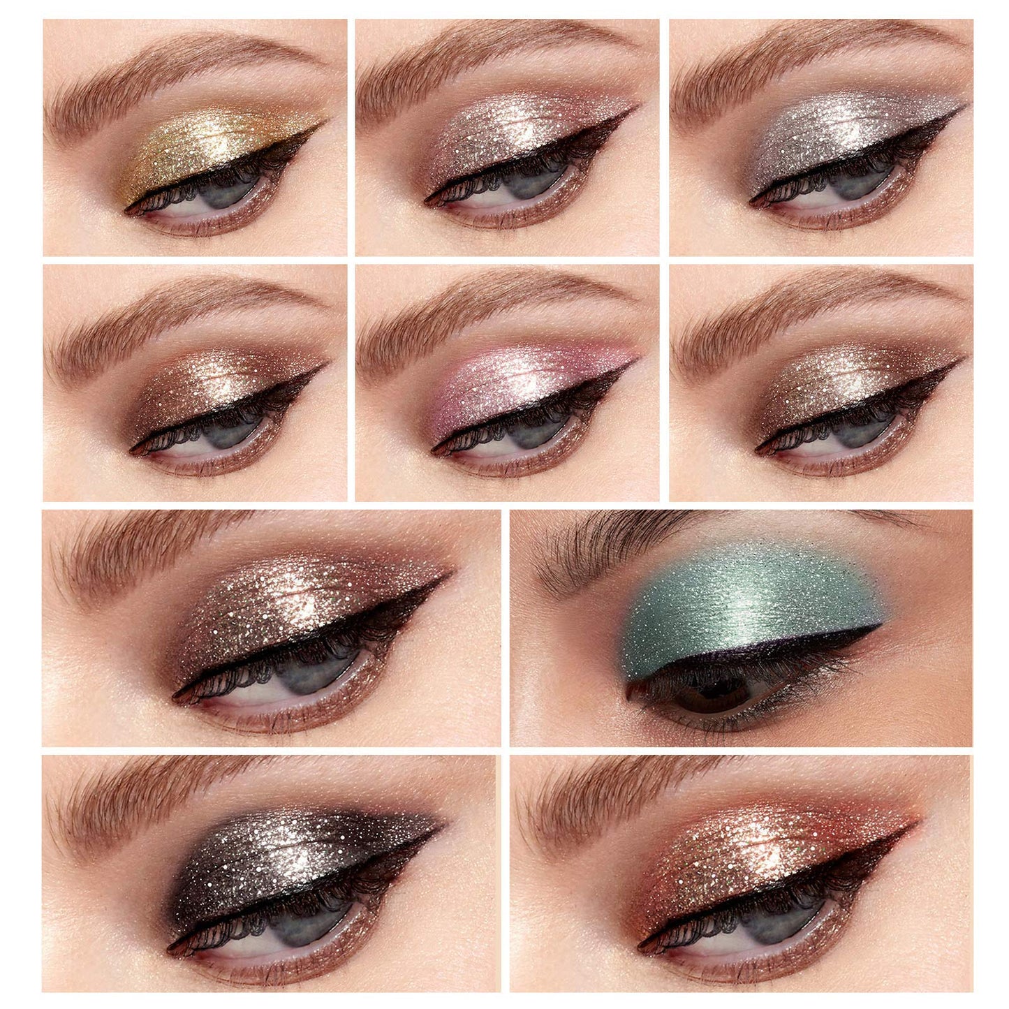 10 Pcs Liquid Glitter Eyeshadow Metallic Shimmer&Sweatproof Makeup Set, Matte Glitter Pressed All Highly Pigmented Blending Powder,Perfect For Every Woman & Girl (10pcs)