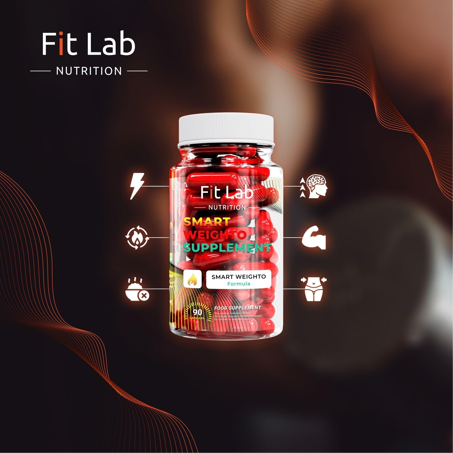 Fit Lab - Smart Weighto Management, Food Supplement - 90 Capsules - Vegan, Halal and Vegetarian Supplements for Women and Men - 45 Days Supply - Gym Essentials