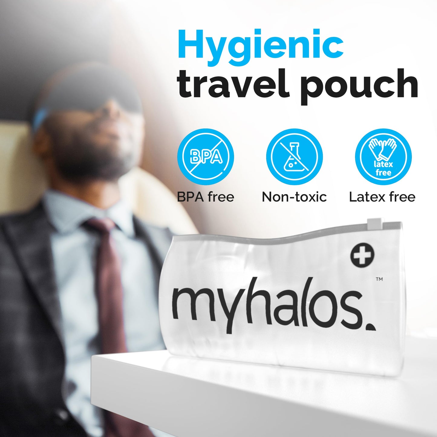 MyHalos® 100% Blackout Sleep Masks for Women & Men - Zero Eye Pressure Eye Mask for Sleeping -Our Halo Sleep Mask Includes a Storage Pouch- Black Eye Mask for Travel or Blindfold