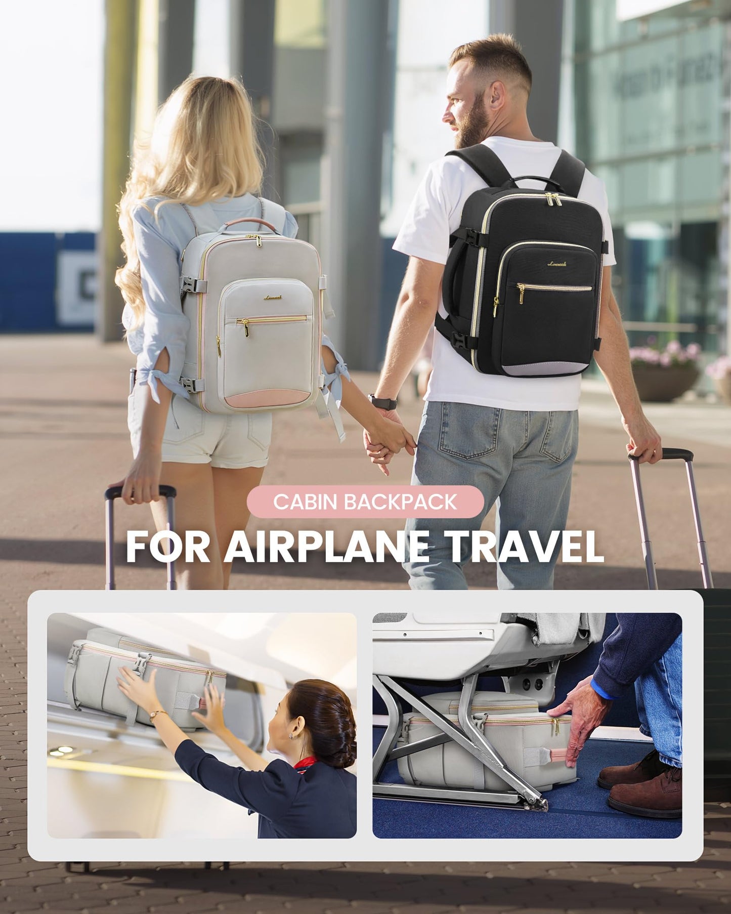 LOVEVOOK Ryanair Cabin Bags 40x20x25 Underseat Travel Bag Backpack 20L, Carry-Ons Hand Luggage Bag for Ryan Air Plane, Womens Small Under Seat Rucksack for Travelling
