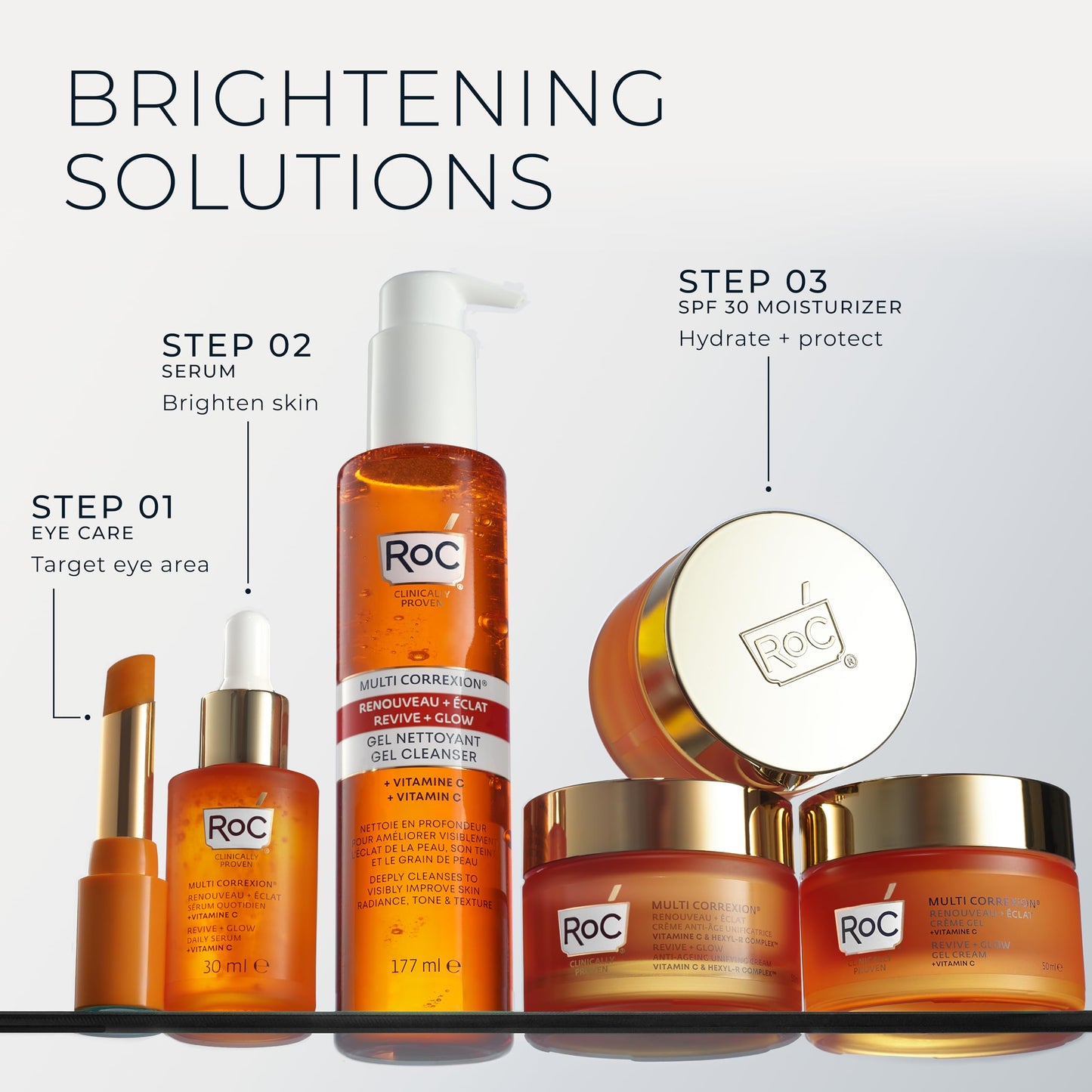 RoC Multi Correxion Revive + Glow Daily Serum, Vitamin C Blend for Brighter, Firmer Skin, Anti Wrinkle and Anti Aging, Firming Moisturiser - 30 ml